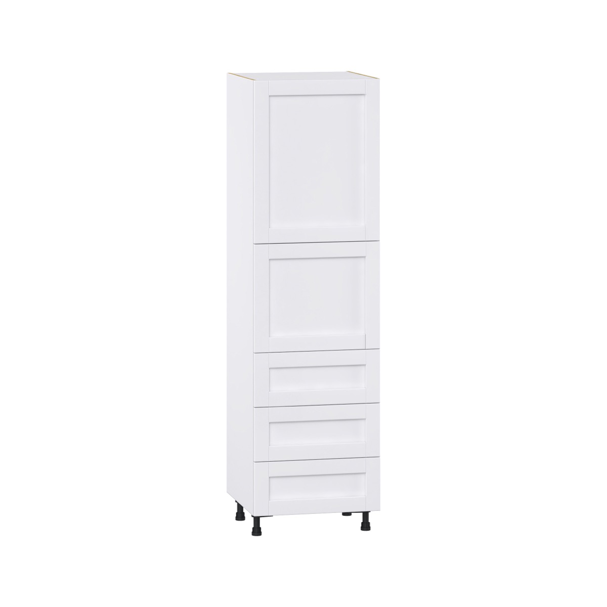 Dahlia Bright White  Shaker Assembled Pantry Cabinet 2 Doors with 3 Drawers and 2 Inner Drawers (24 in. W X 84.5 in. H X 24 in. D)