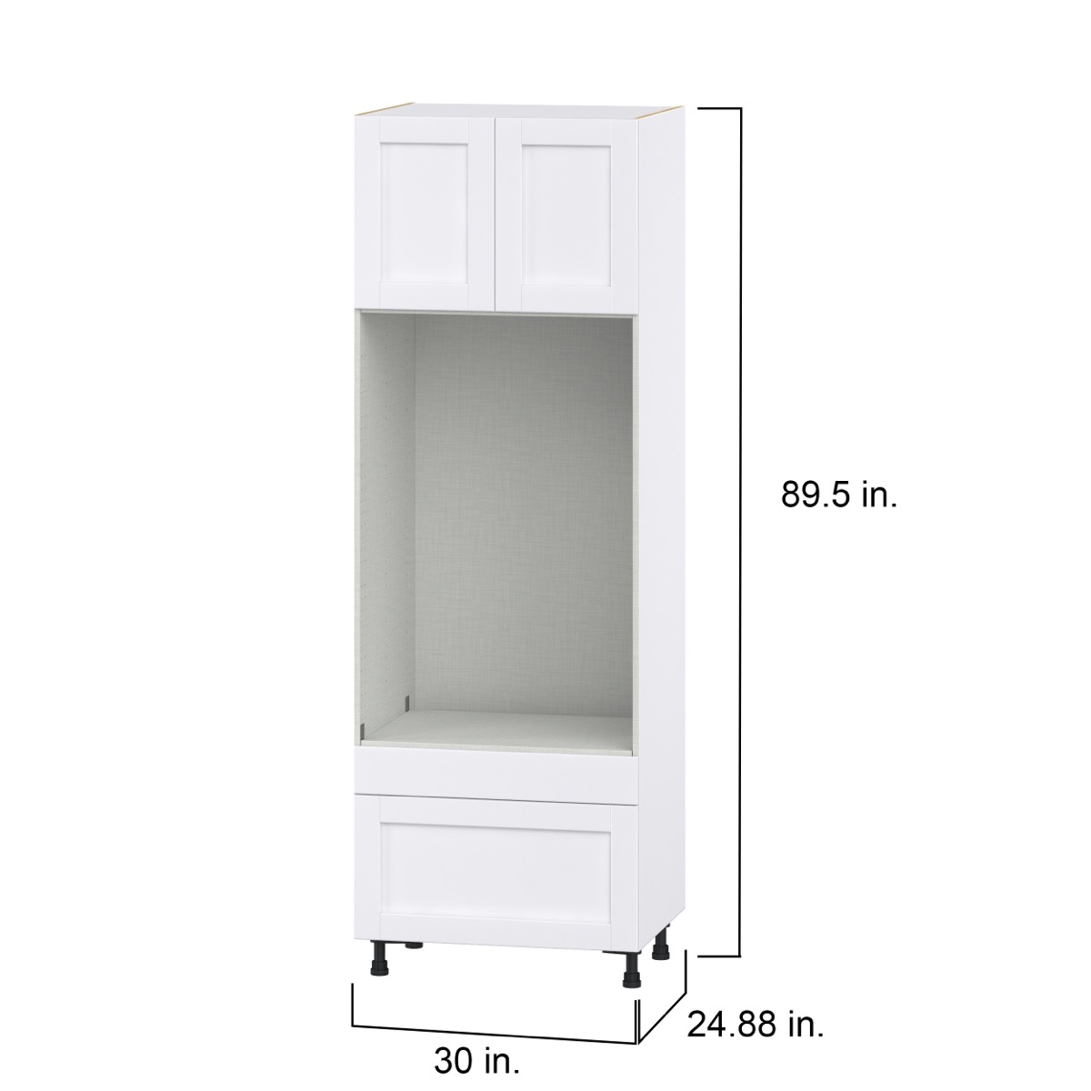 Dahlia Bright White  Shaker Assembled Pantry Microwave/Oven Cabinet with 2 Drawers (30 in. W X 89.5 in. H X 24 in. D)