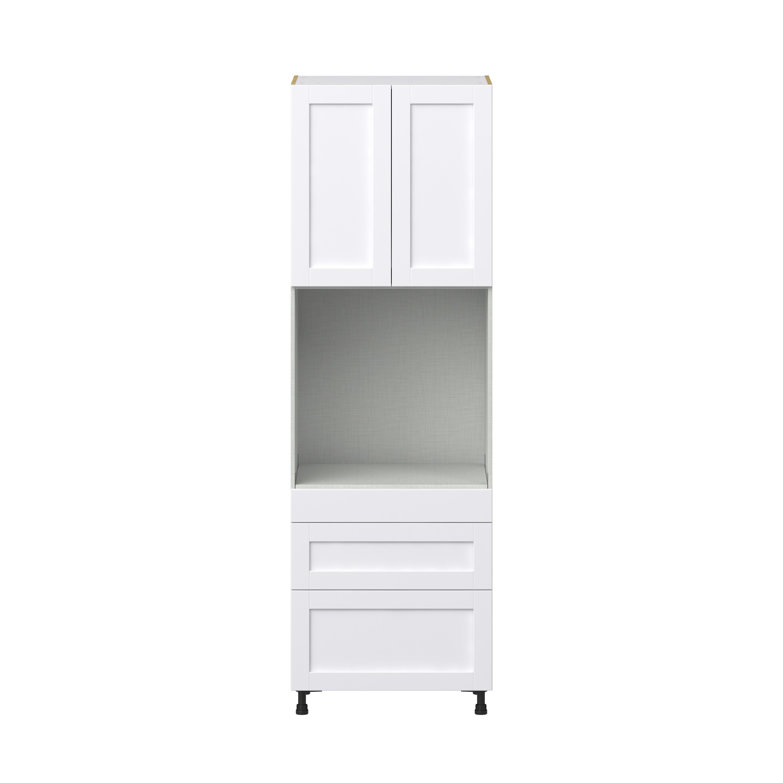 Dahlia Bright White Shaker Assembled Single Oven Cabinet with Drawers (30 in. W x 94.5 in. H x 24 in. D)