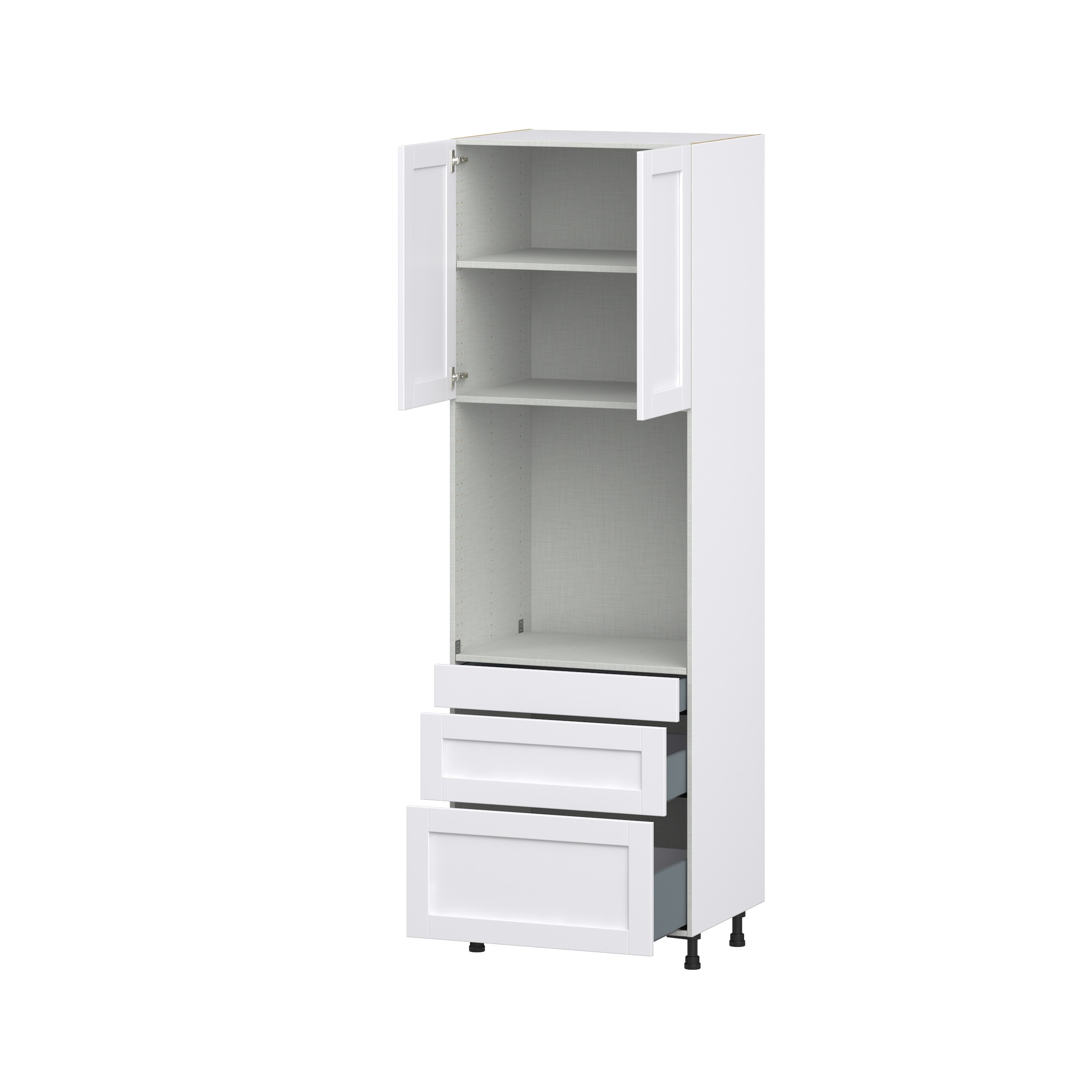 Dahlia Bright White Shaker Assembled Single Oven Cabinet with Drawers (30 in. W x 94.5 in. H x 24 in. D)