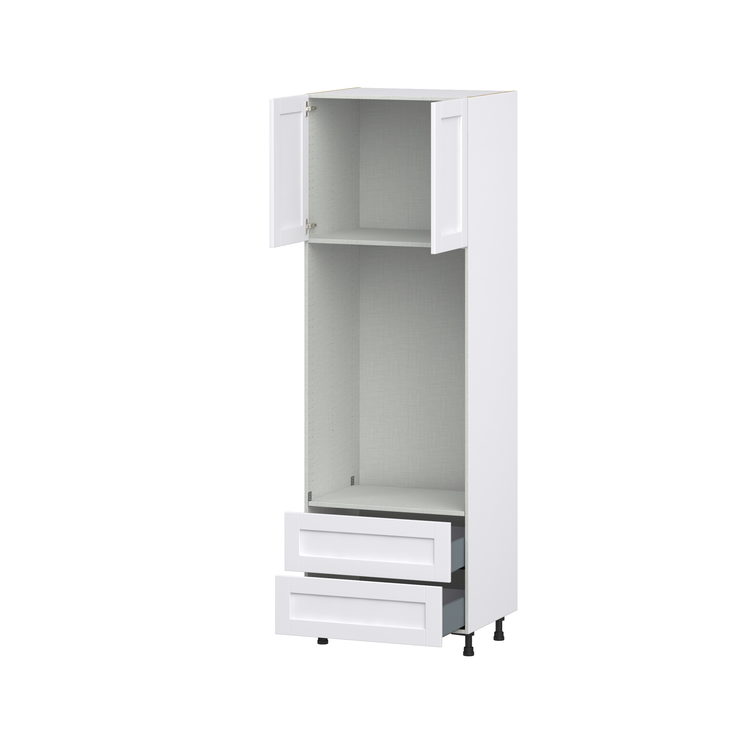 Dahlia Bright White Shaker Assembled Pantry Micro/Oven Combo Cabinet with 2 Drawers (30 in. W x 94.5 in. H x 24 in. D)