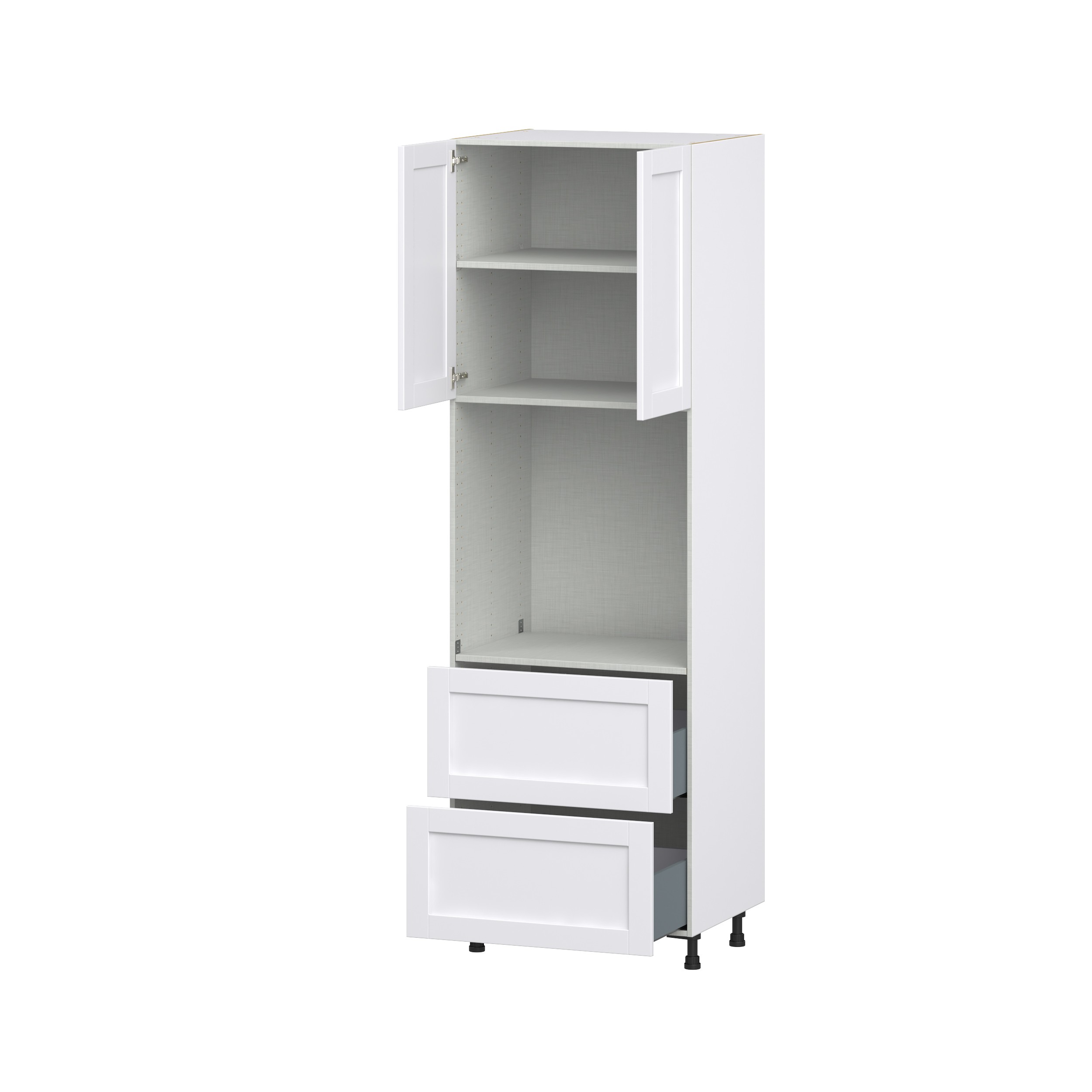 Dahlia Bright White Shaker Assembled Pantry Single Oven Cabinet with 2 Drawer (30 in. W X 94.5 in. H X 24 in. D)