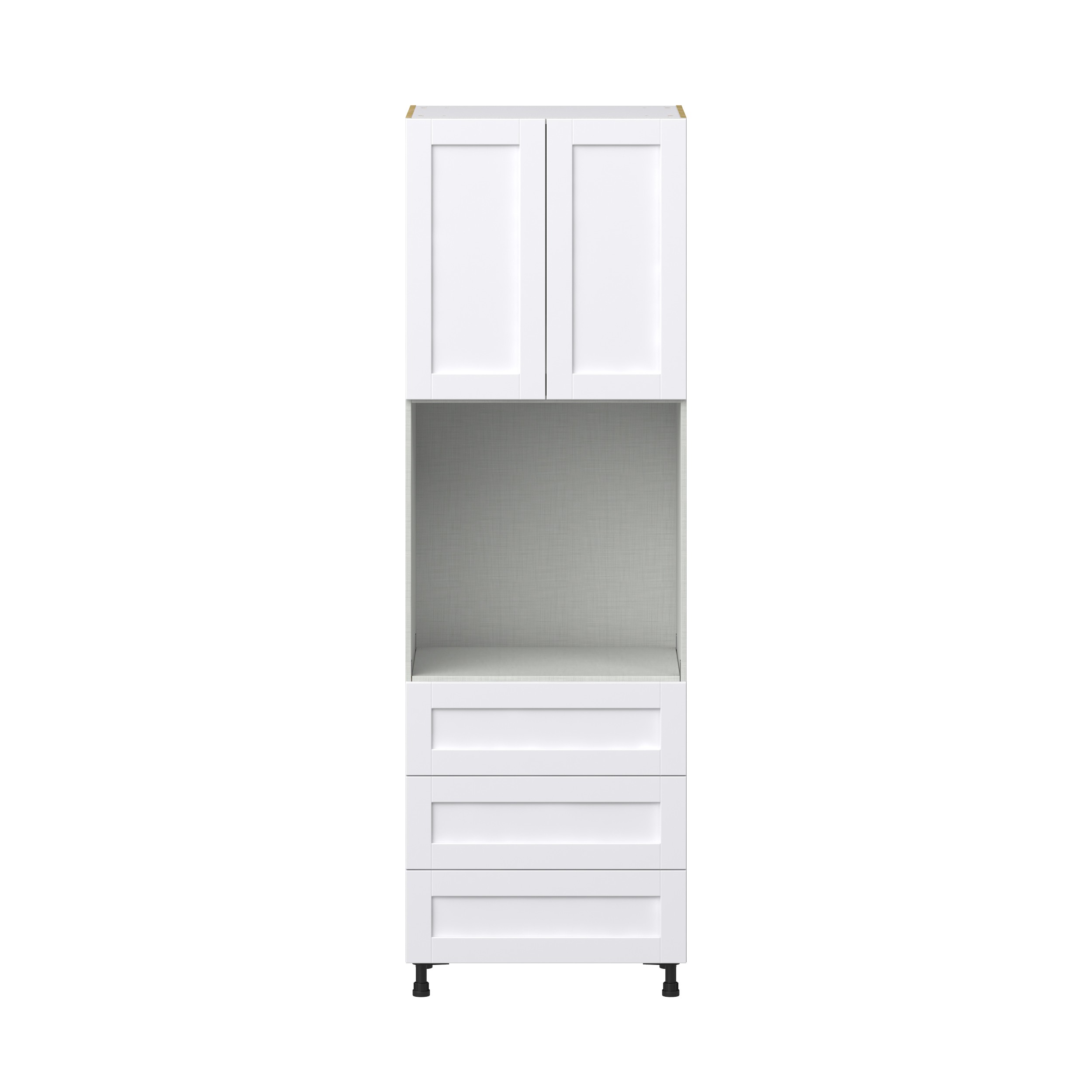 Dahlia Bright White Shaker Assembled Pantry Single Oven Cabinet with 3 Even Drawers (30 in. W X 94.5 in. H X 24 in. D)