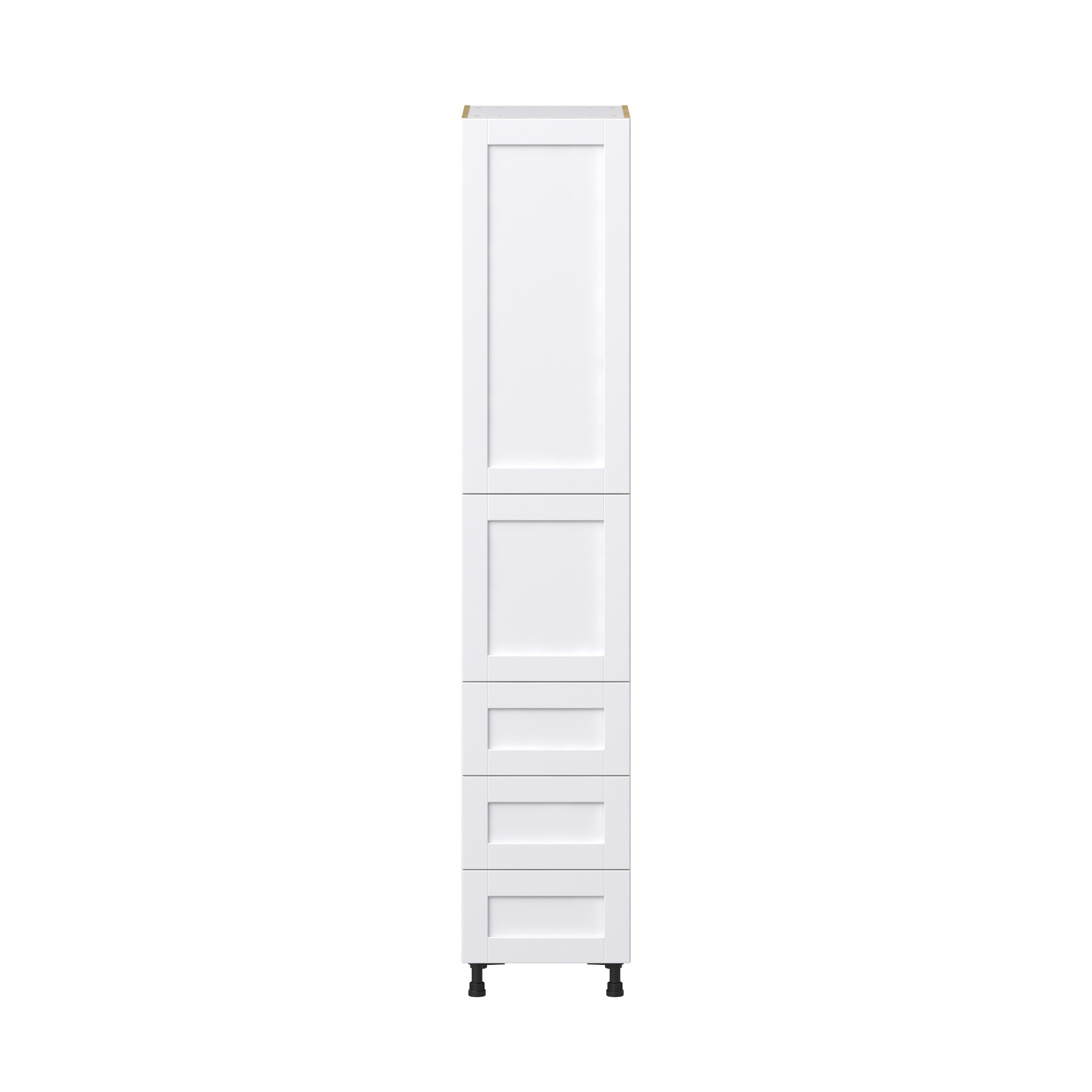 Dahlia Bright White Shaker Assembled Pantry Cabinet 1 Doors with 3 Drawers and 2 Inner Drawers (18 in. W X 94.5 in. H X 24 in. D)