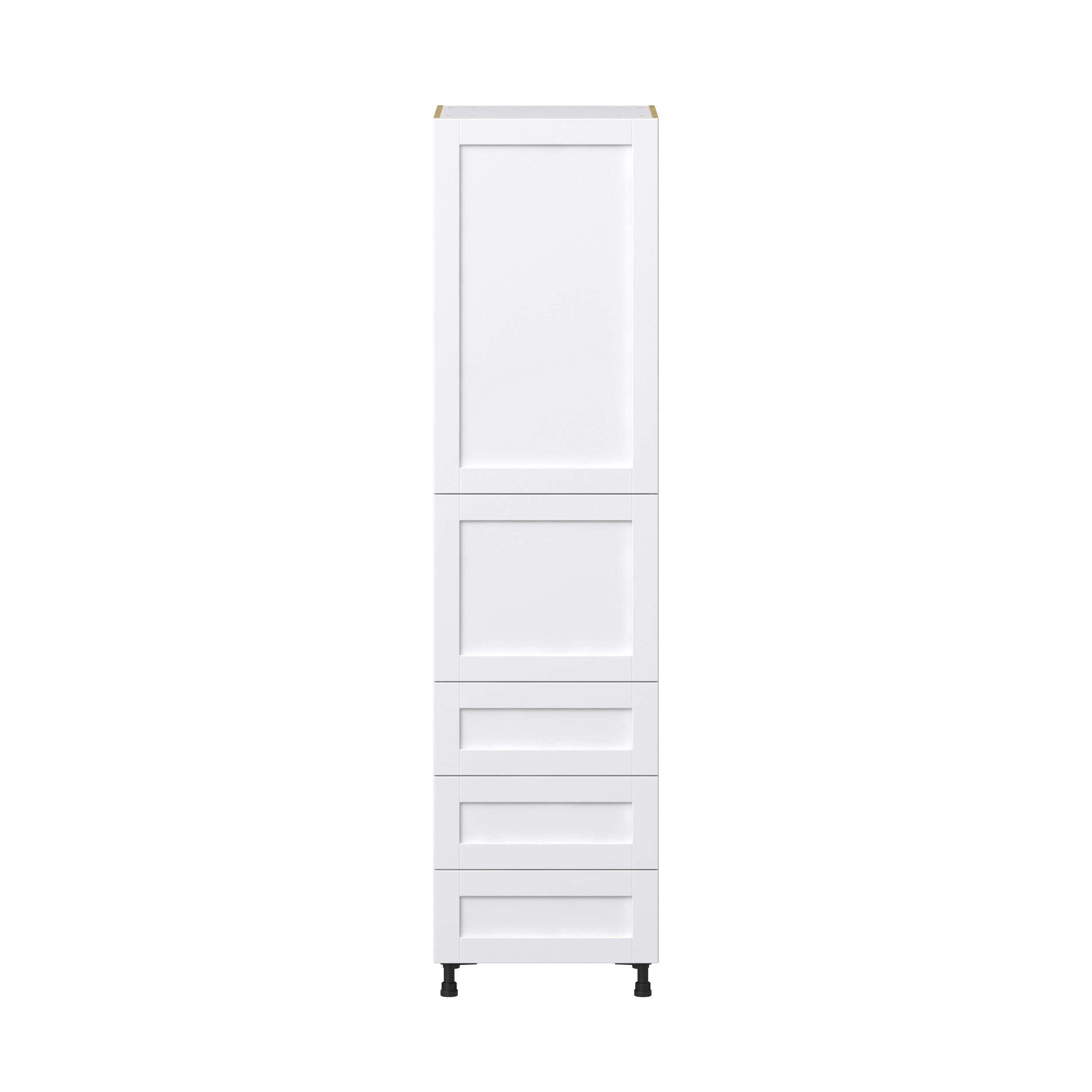 Dahlia Bright White Shaker Assembled Pantry Cabinet 1 Doors with 3 Drawers and 2 Inner Drawers (24 in. W X 94.5 in. H X 24 in. D)