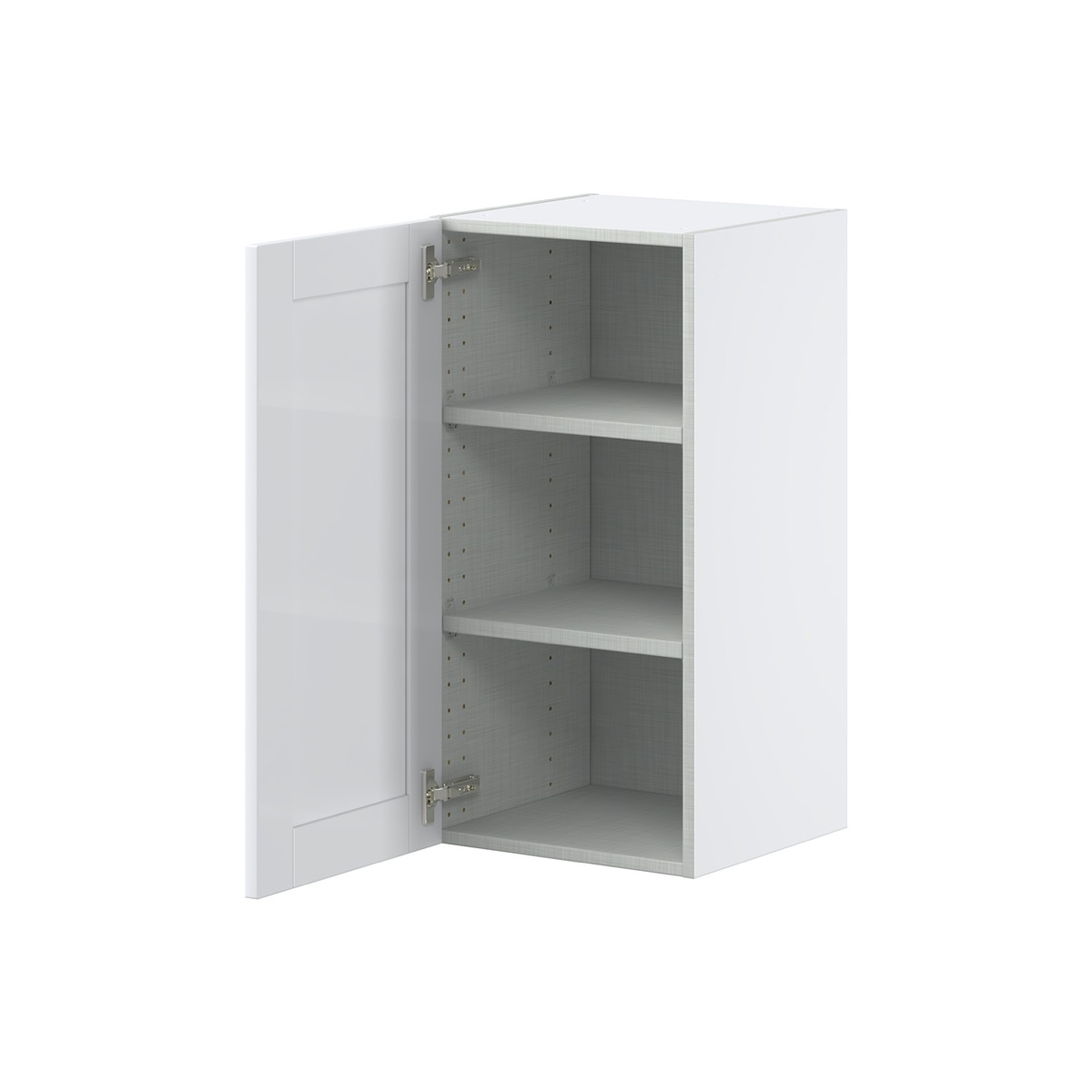 Dahlia Bright White  Shaker Assembled Wall  Cabinet with Full High Door (15 in. W x 30 in. H x 14 in. D)