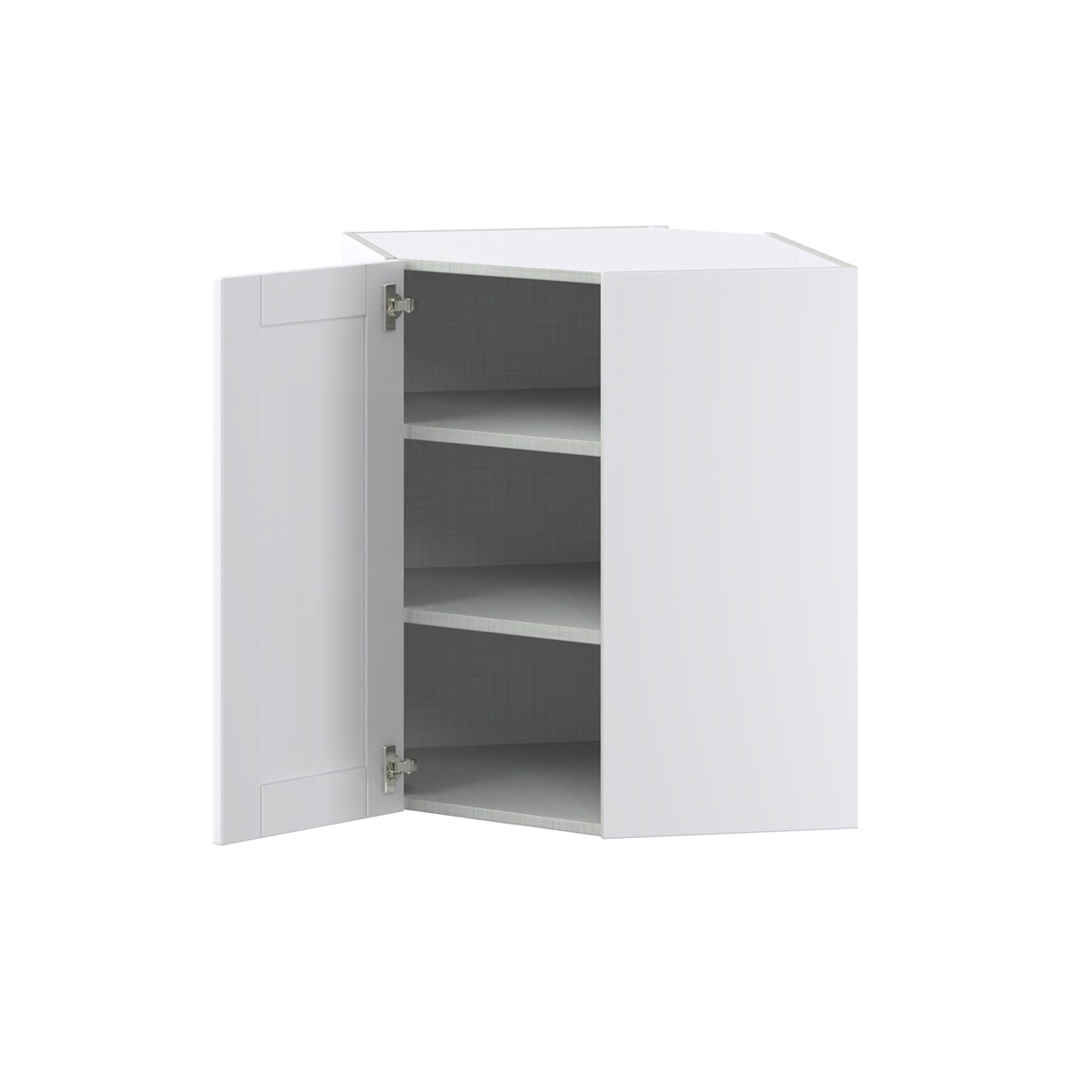 Dahlia Bright White  Shaker Assembled Wall Diagonal Corner Cabinet with a Door (24 in. W x 30 in. H x 24 in. D)