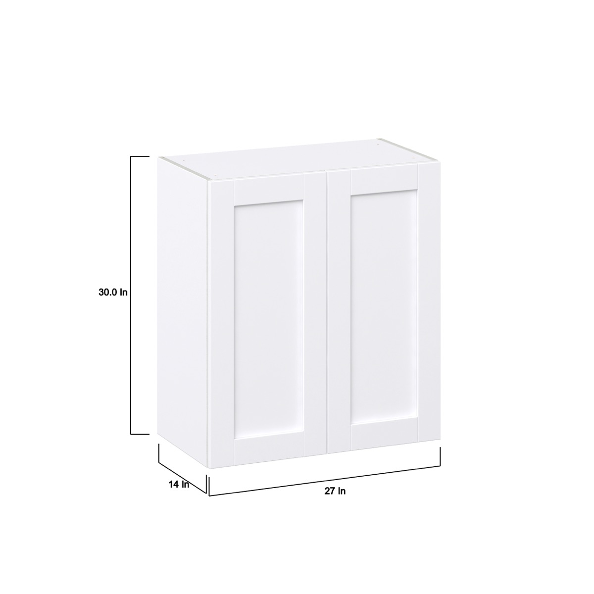 Dahlia Bright White  Shaker Assembled Wall  Cabinet (27 in. W X 30 in. H X 14 in. D)