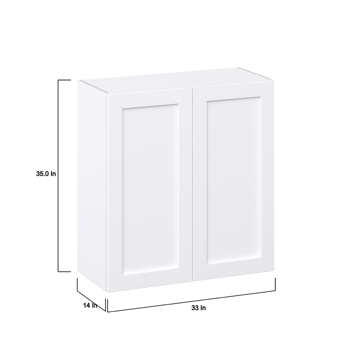 Dahlia Bright White  Shaker Assembled Wall  Cabinet (33 in. W X 35 in. H X 14 in. D)