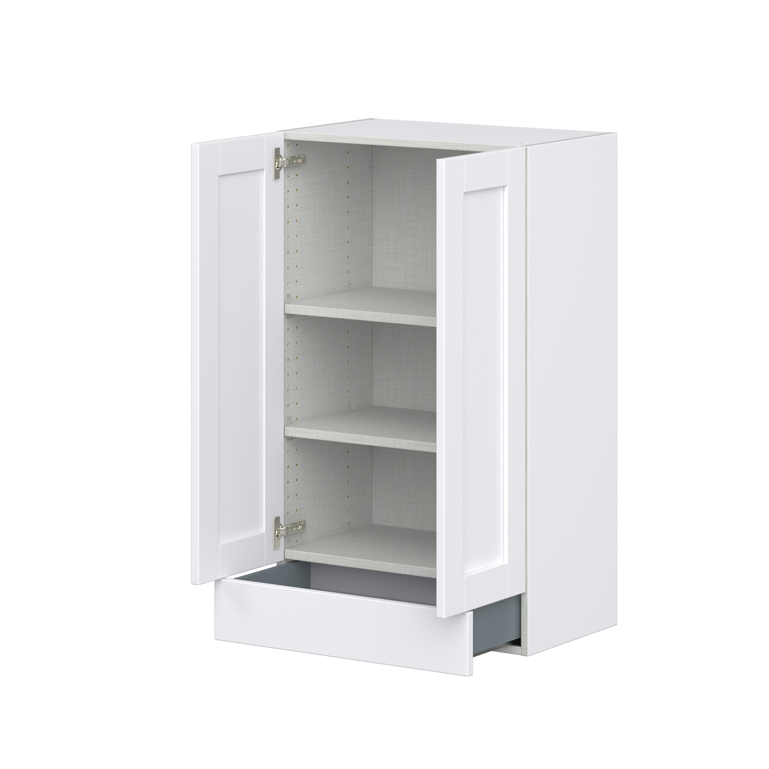 Dahlia Bright White Shaker Assembled Wall Cabinet with 2 Doors and a 5 in. Drawer (24 in. W x 40 in. H x 14 in. D)