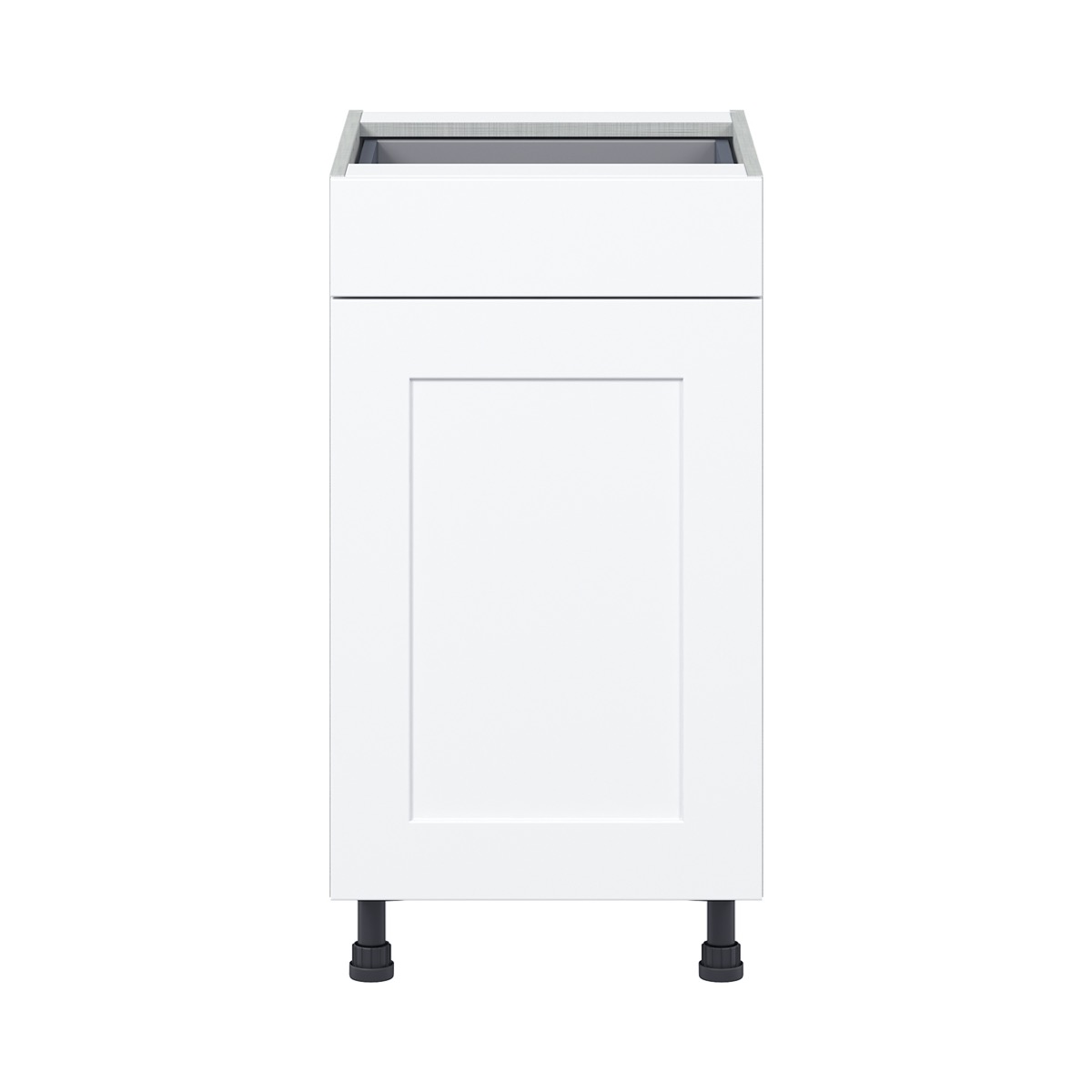 Jasmine Painted Warm White  Shaker Assembled Base Cabinet with 1 Door and 1 Drawer (18 in. W x 34.5 in. H x 24 in. D)