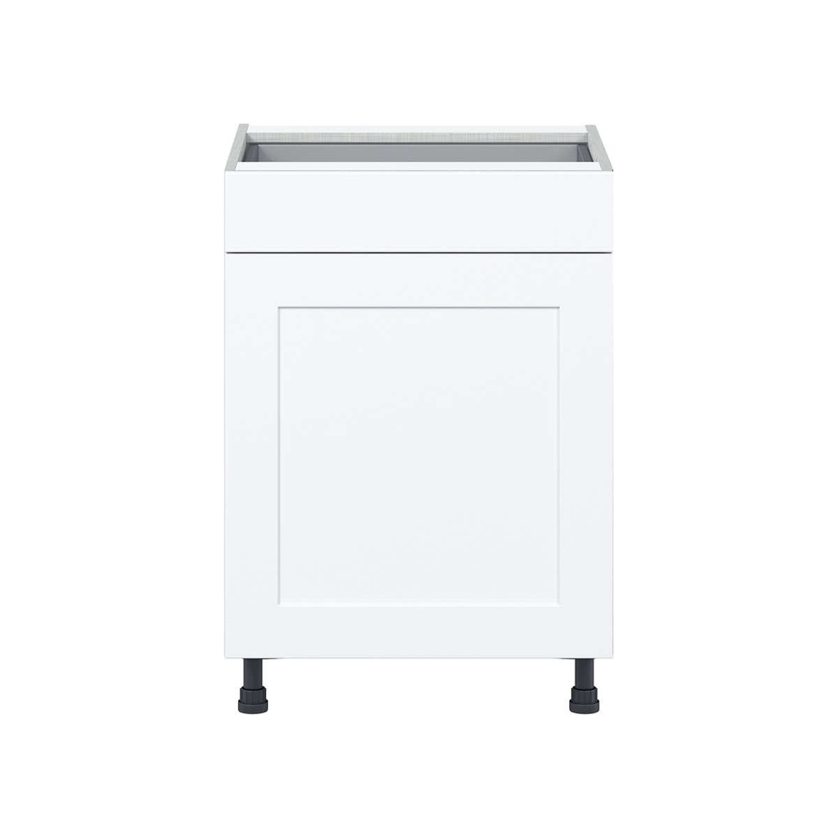 Jasmine Painted Warm White  Shaker Assembled Base Cabinet with 1  Door and 1 Drawer (24 in. W x 34.5 in. H x 24 in. D)