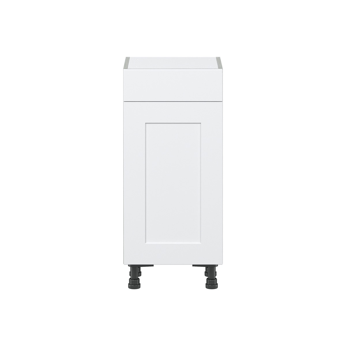 Jasmine Painted Warm White  Shaker Assembled Shallow Base Cabinet with 1 Door and 1 Drawer (15 in. W x 34.5 in. H x 14 in. D)