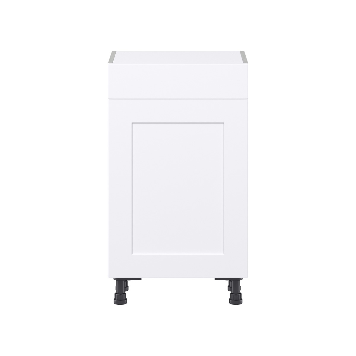 Jasmine Painted Warm White  Shaker Assembled Shallow Base Cabinet with 1 Door and 1 Drawer (18 in. W x 34.5 in. H x 14 in. D)