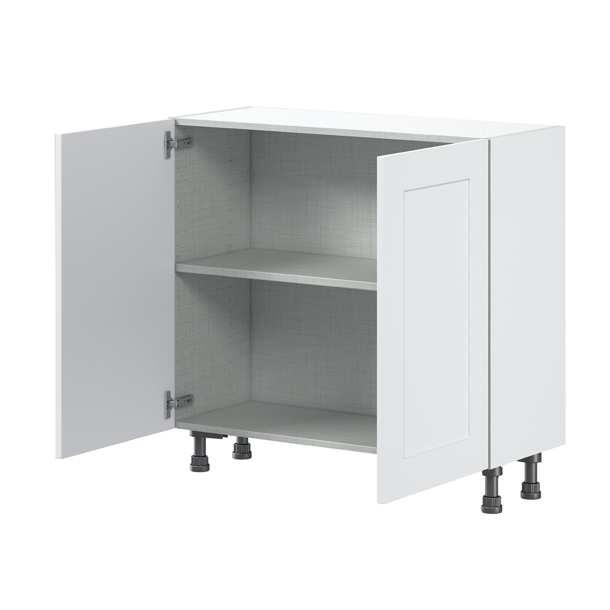 Jasmine Painted Warm White  Shaker Assembled Shallow Base Cabinet with 2 Full High Doors (36 in. W x 34.5 in. H x 14 in. D)