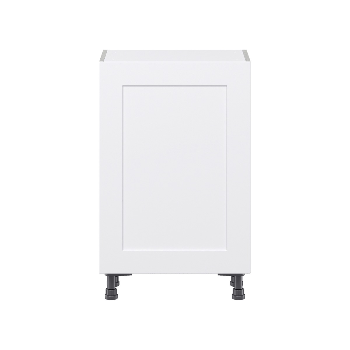 Jasmine Painted Warm White  Shaker Assembled Shallow Base Cabinet with a Full High Door and 3 Inner Drawers (18 in. W x 34.5 in. H x 14 in. D)