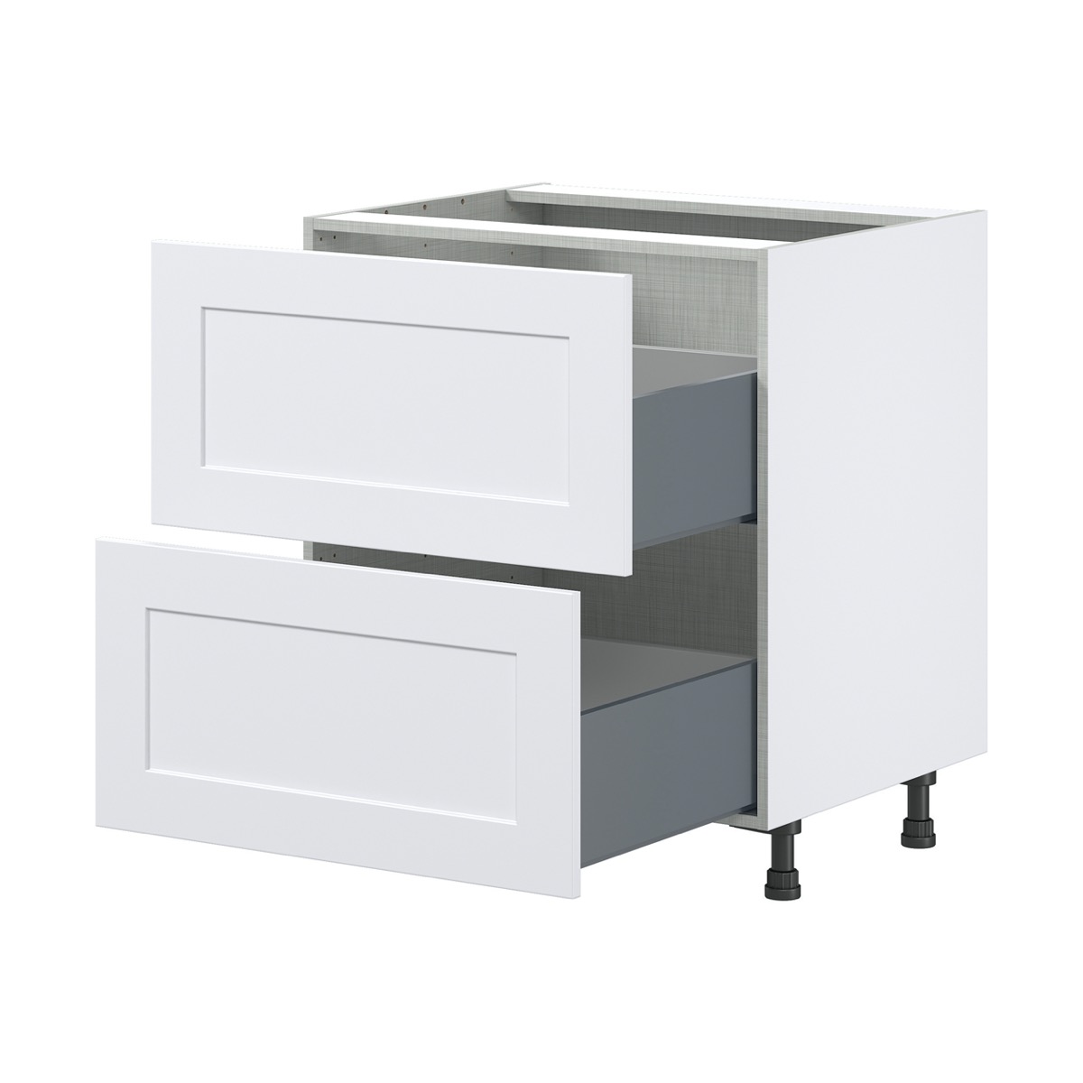 Jasmine Painted Warm White  Shaker Assembled Base Cabinet with 2 Drawers (30 in. W x 34.5 in. H x 24 in. D)