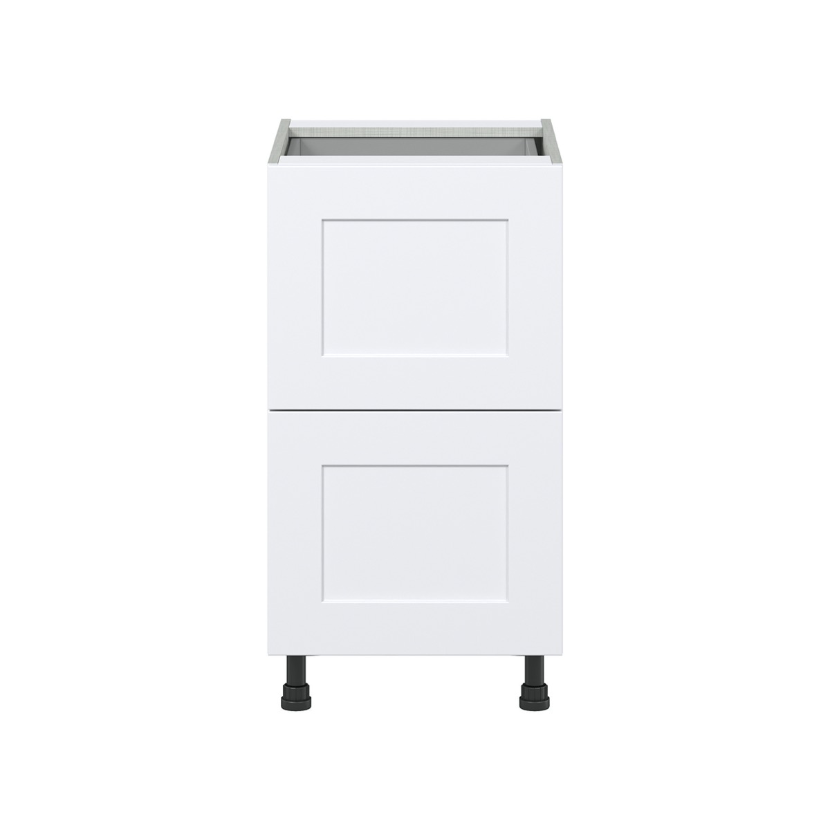 Jasmine Painted Warm White  Shaker Assembled Base Cabinet with 2 Drawers and 1 Inner Drawer (18 in. W x 34.5 in. H x 24 in. D)