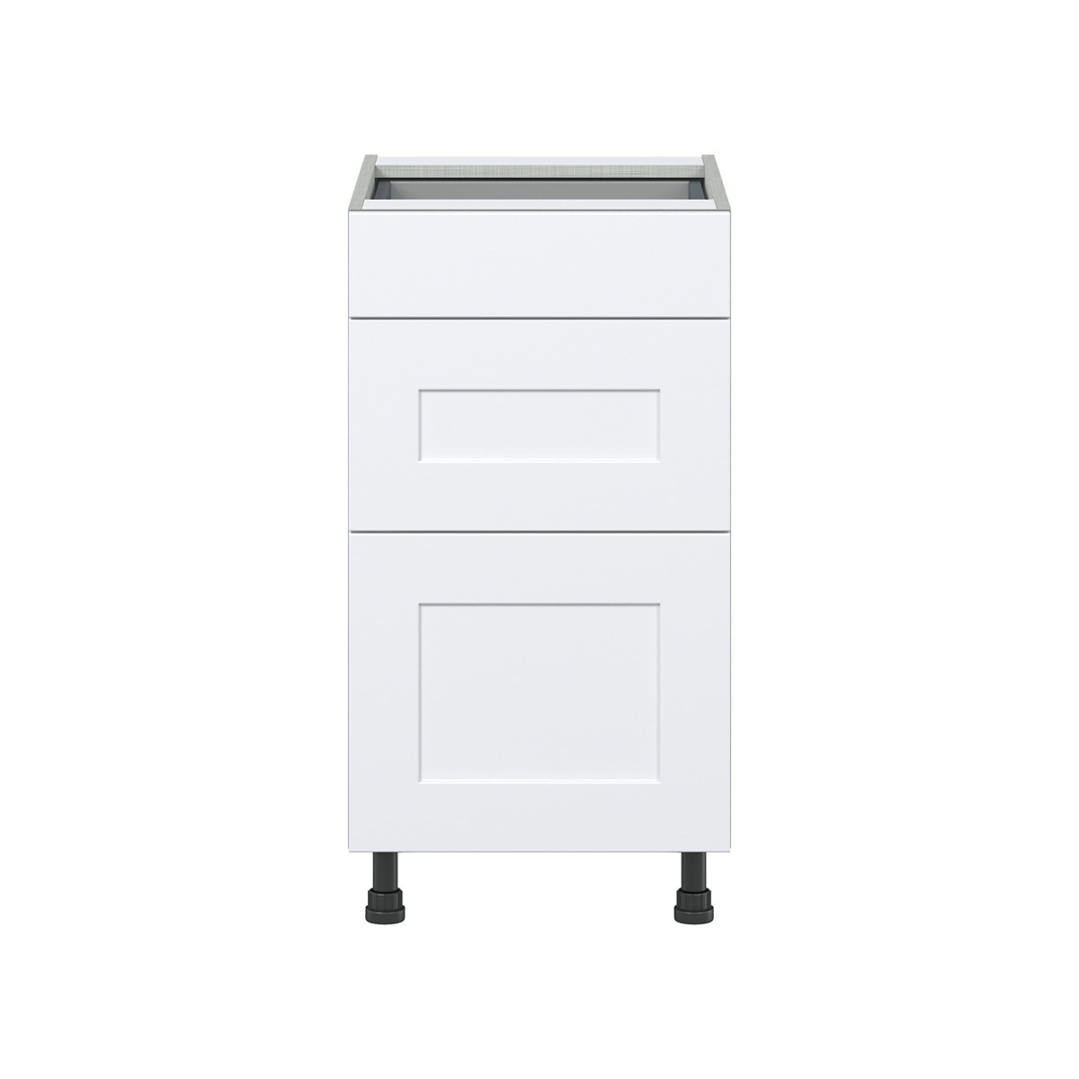 Jasmine Painted Warm White  Shaker Assembled Base Cabinet with 3 Drawers (18 in. W x 34.5 in. H x 24 in. D)