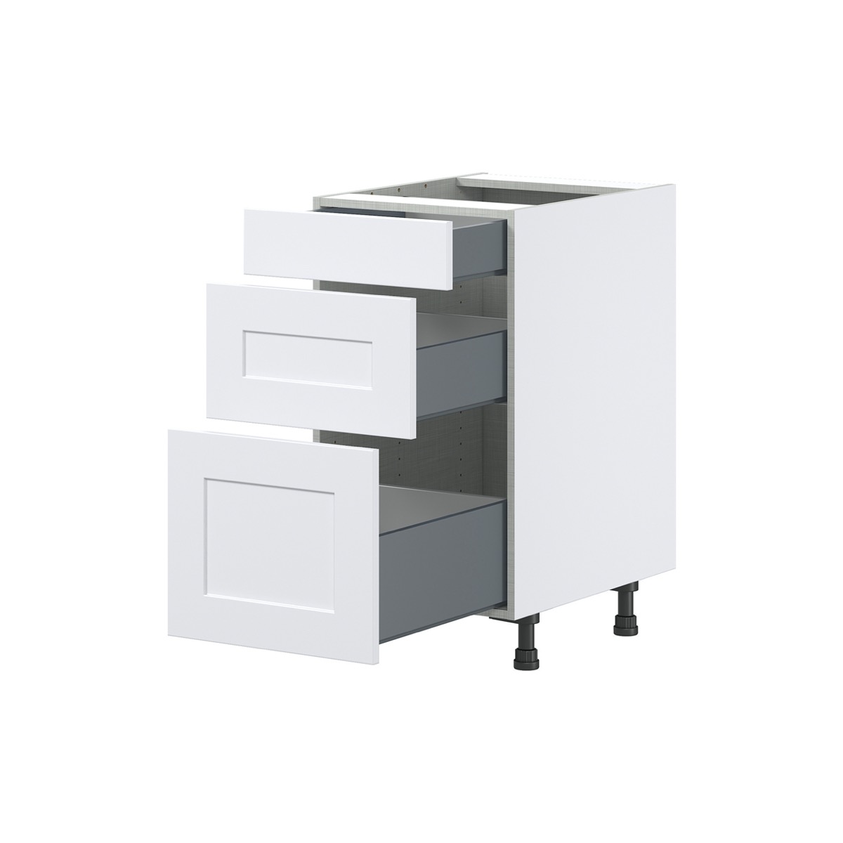 Jasmine Painted Warm White  Shaker Assembled Base Cabinet with 3 Drawers (18 in. W x 34.5 in. H x 24 in. D)