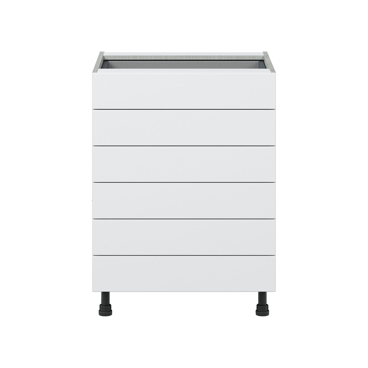 Jasmine Painted Warm White  Shaker Assembled Base Cabinet with 6 Drawers (24 in. W x 34.5 in. H x 24 in. D)