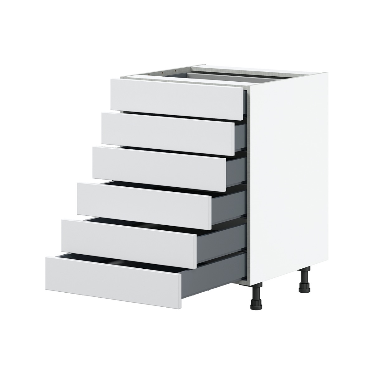 Jasmine Painted Warm White  Shaker Assembled Base Cabinet with 6 Drawers (24 in. W x 34.5 in. H x 24 in. D)