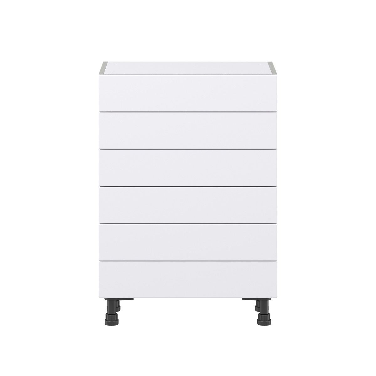 Jasmine Painted Warm White  Shaker Assembled Shallow Base Cabinet with 6 Drawers (24 in. W x 34.5 in. H x 14 in. D)