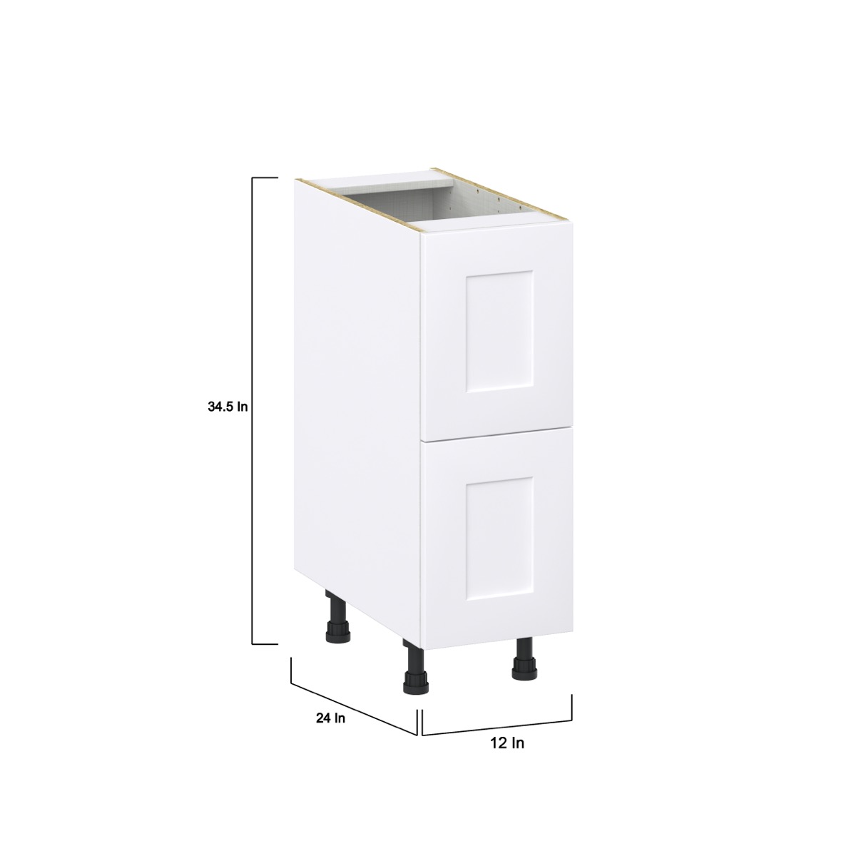 Jasmine Painted Warm White  Shaker Assembled Base Cabinet with 2 Drawers (12 in. W X 34.5 in. H X 24 in. D)