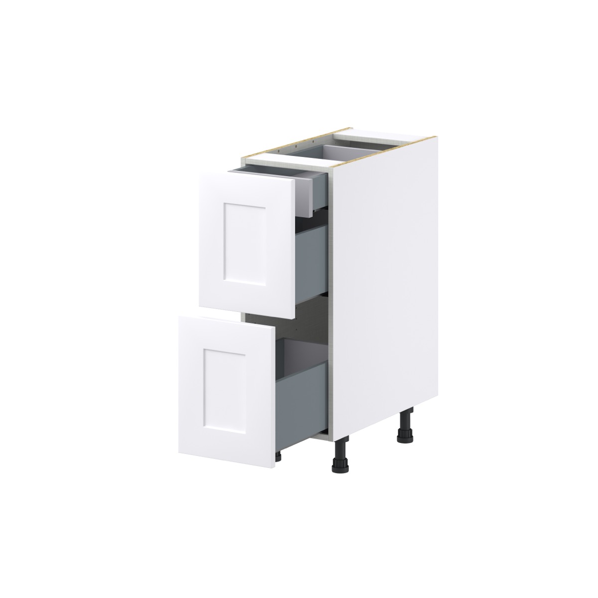 Jasmine Painted Warm White  Shaker Assembled Base Cabinet with 2 Drawers and 1 Inner Drawer (12 in. W X 34.5 in. H X 24 in. D)