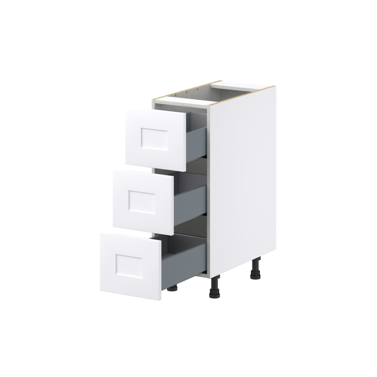 Jasmine Painted Warm White  Shaker Assembled Base Cabinet with Three 10 in. Drawers (12 in. W X 34.5 in. H X 24 in. D)