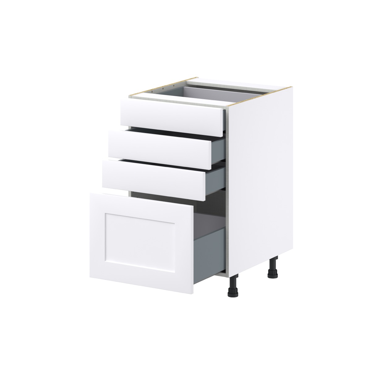 Jasmine Painted Warm White  Shaker Assembled Base Cabinet with 4 Drawers (21 in. W X 34.5 in. H X 24 in. D)