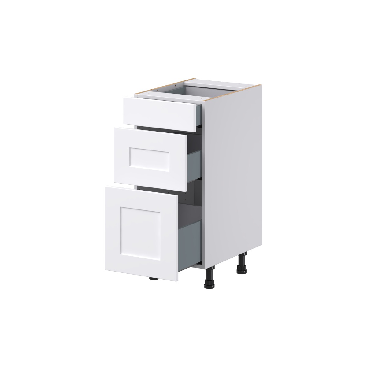 Jasmine Painted Warm White Shaker Assembled 15 in. W x 34.5 in. H x 21 in. D Vanity Drawer Base Cabinet with 3 Drawers