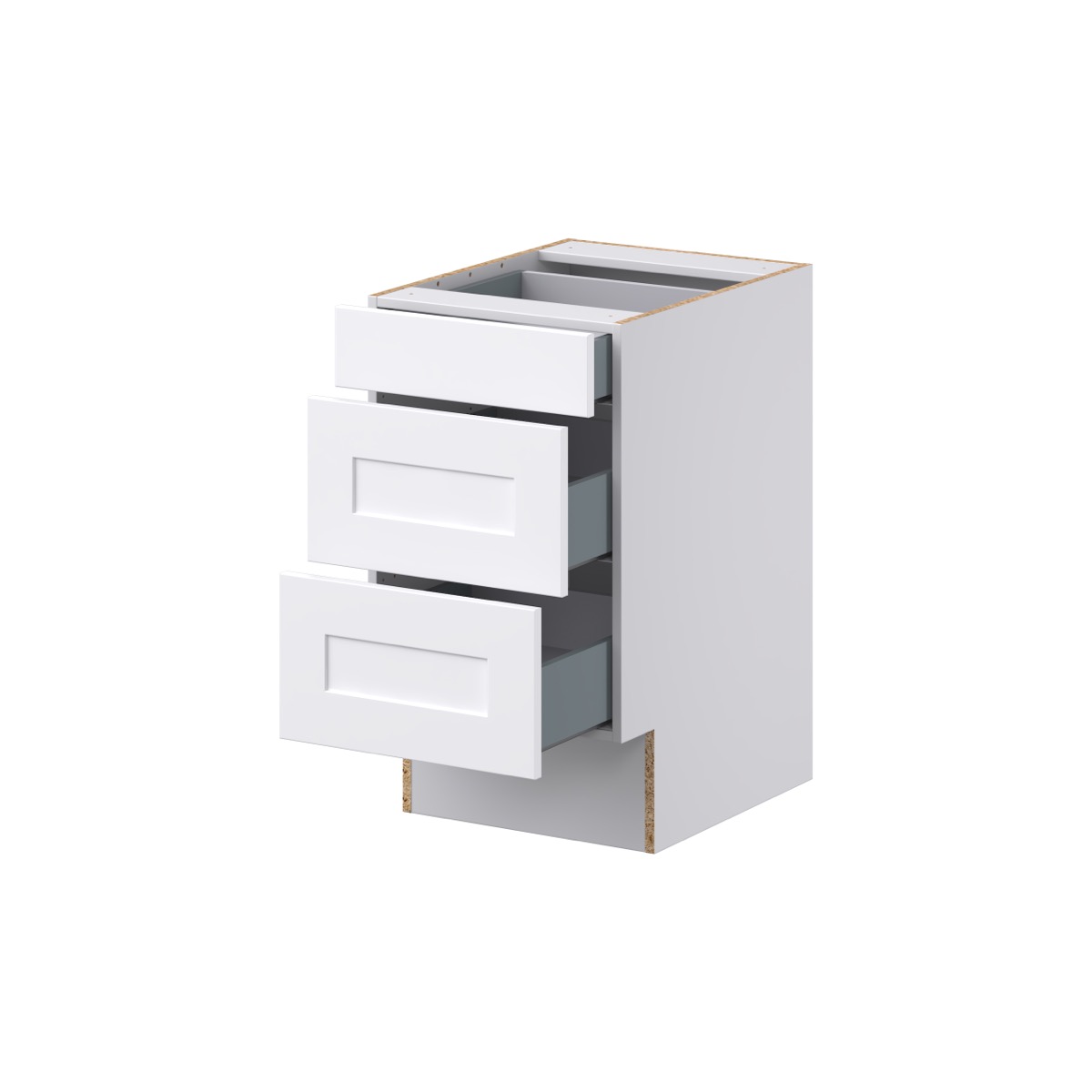 Jasmine Painted Warm White Shaker Assembled 18 in. W x 32.5 in. H x24 in. D ADA Drawer Base Cabinet with 3 Drawers