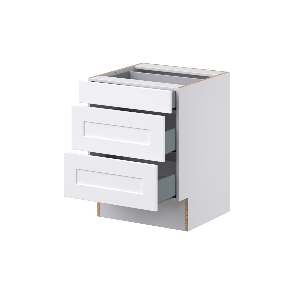 Jasmine Painted Warm White Shaker Assembled 24 in. W x 32.5 in. H x 24 in. D ADA Drawer Base Cabinet with 3 Drawers