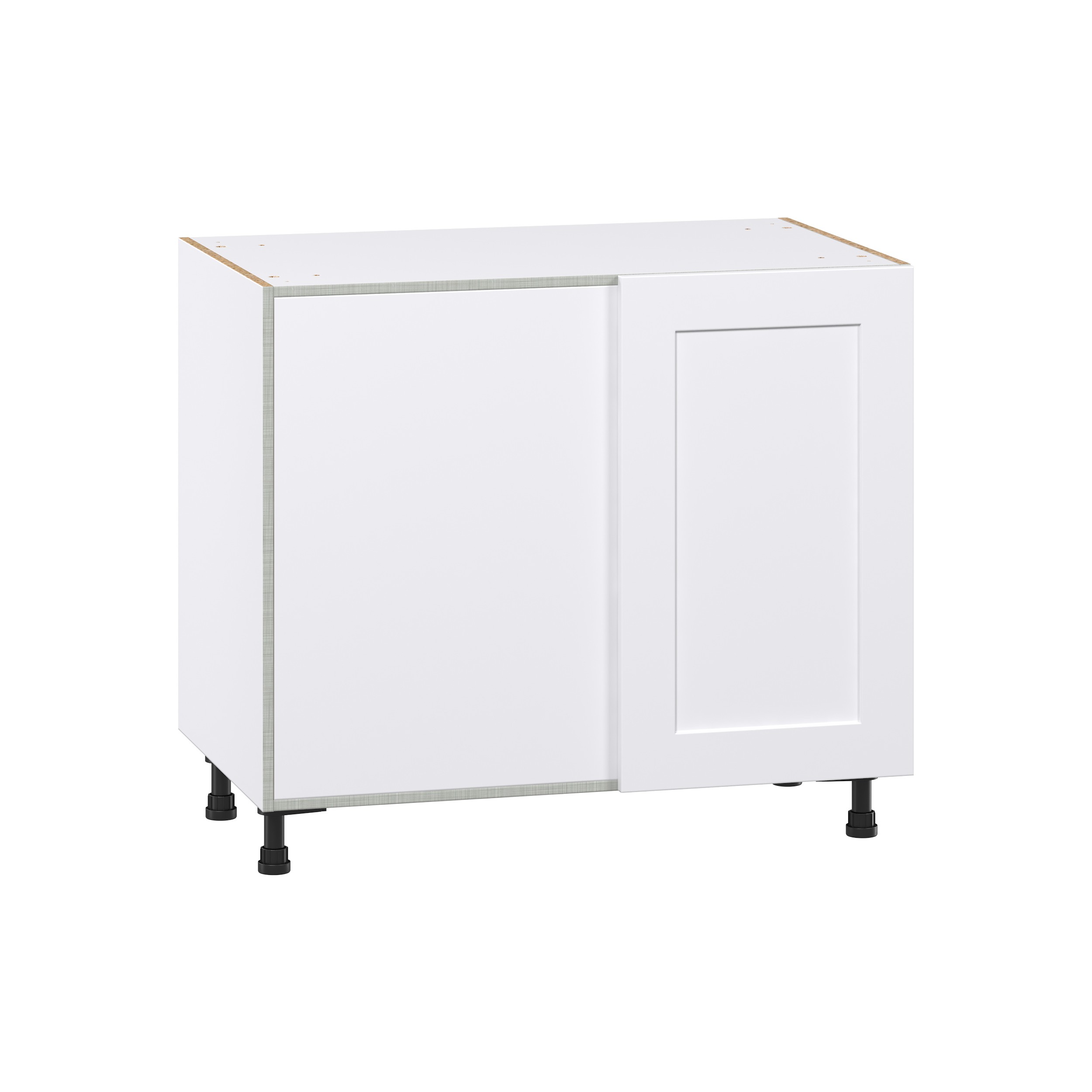 Jasmine Painted Warm White Shaker Assembled Magick Corner Blind Base Kitchen Cabinet (39 in. W x 34.5 in.H x 24 in. D)