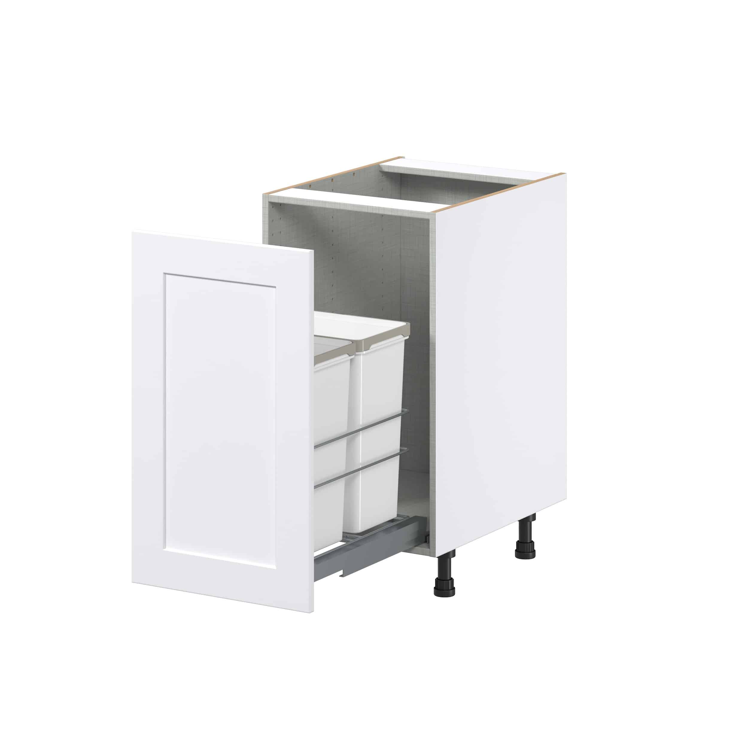 Jasmine Painted Warm White Shaker Assembled Full High Door with 2 Pull Out Waste Bin Kitchen Cabinet (18 in. W x 34.5 in. H x 24 in. D)