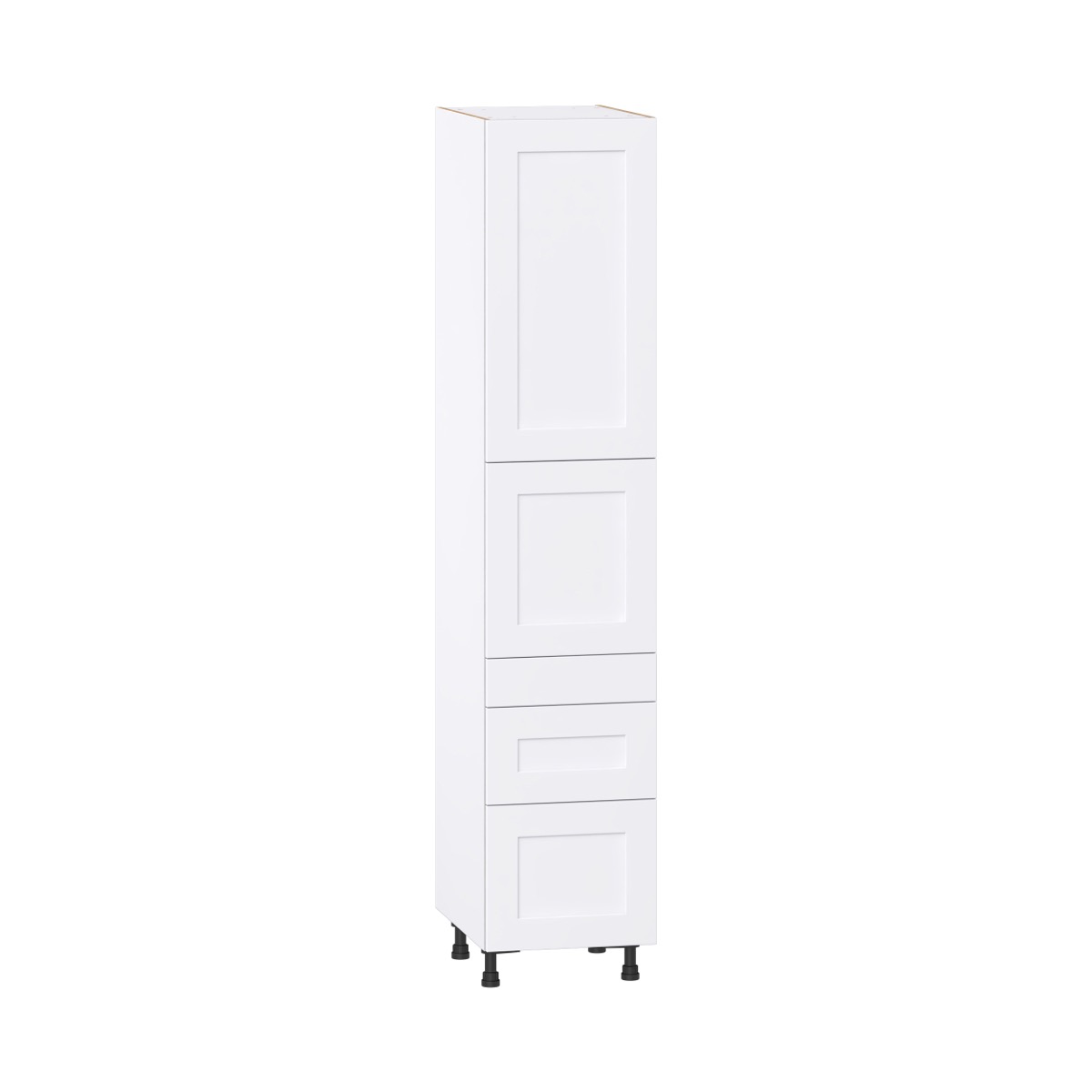 Jasmine Painted Warm White  Shaker Assembled Pantry  Cabinet with 3 Drawers and 2 Inner Drawers (18 in. W X 89.5 in. H X 24 in. D)