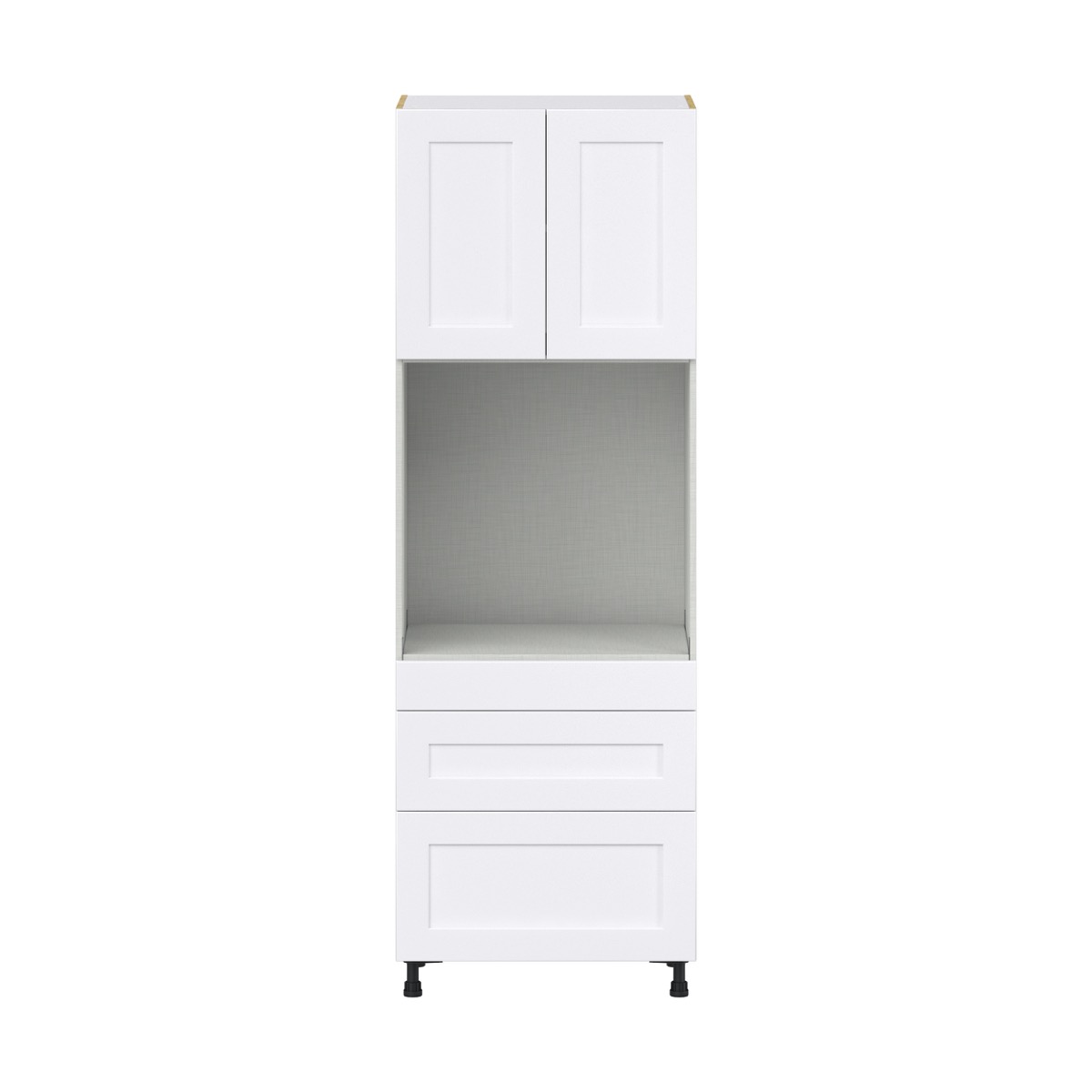 Jasmine Painted Warm White  Shaker Assembled Single Oven  Cabinet with Drawers (30 in. W x 89.5 in. H x 24 in. D)