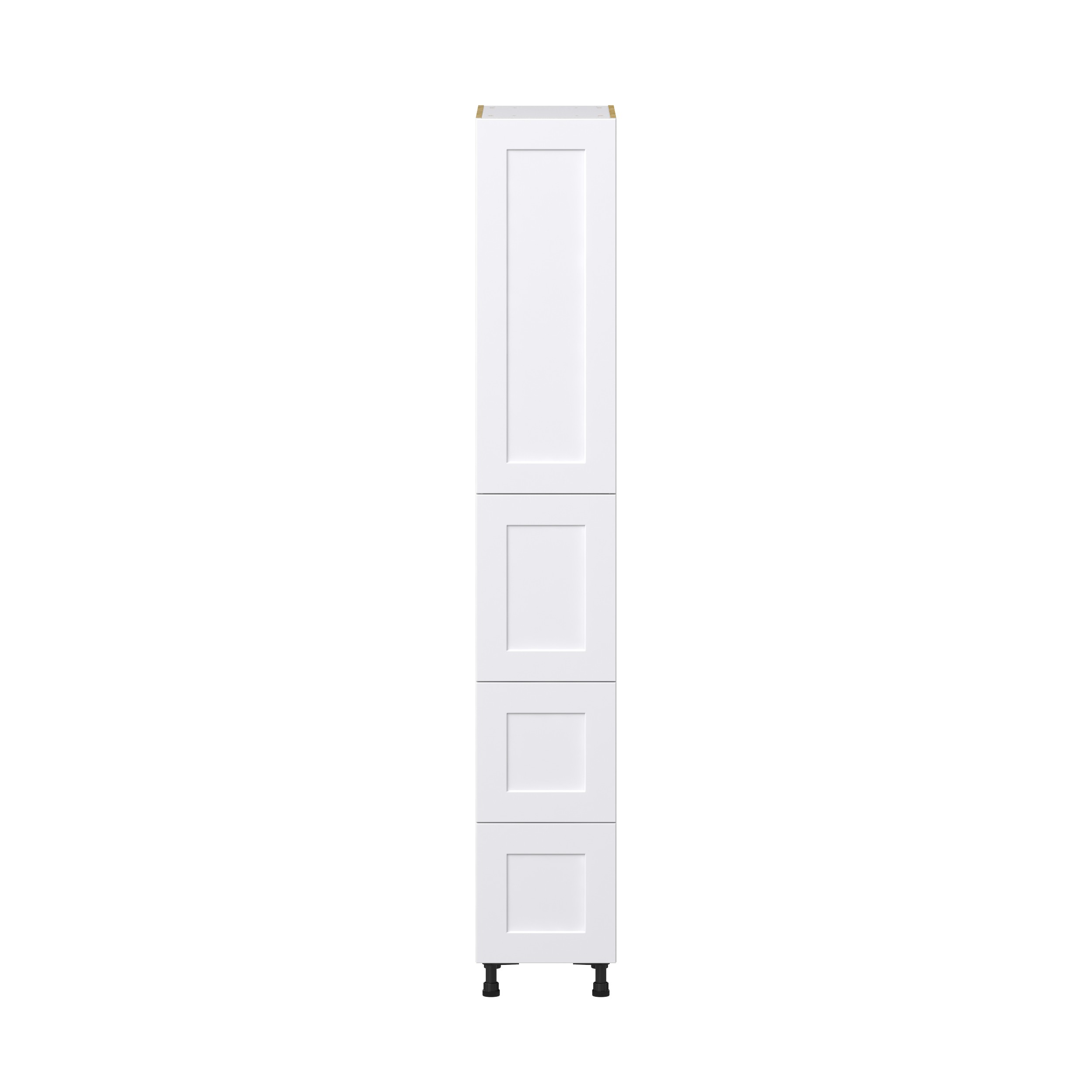 Jasmine Painted Warm White Shaker Assembled Pantry Cabinet 2 Doors with 2 Drawers and 2 Inner Drawers (15 in. W X 94.5 in. H X 24 in. D)