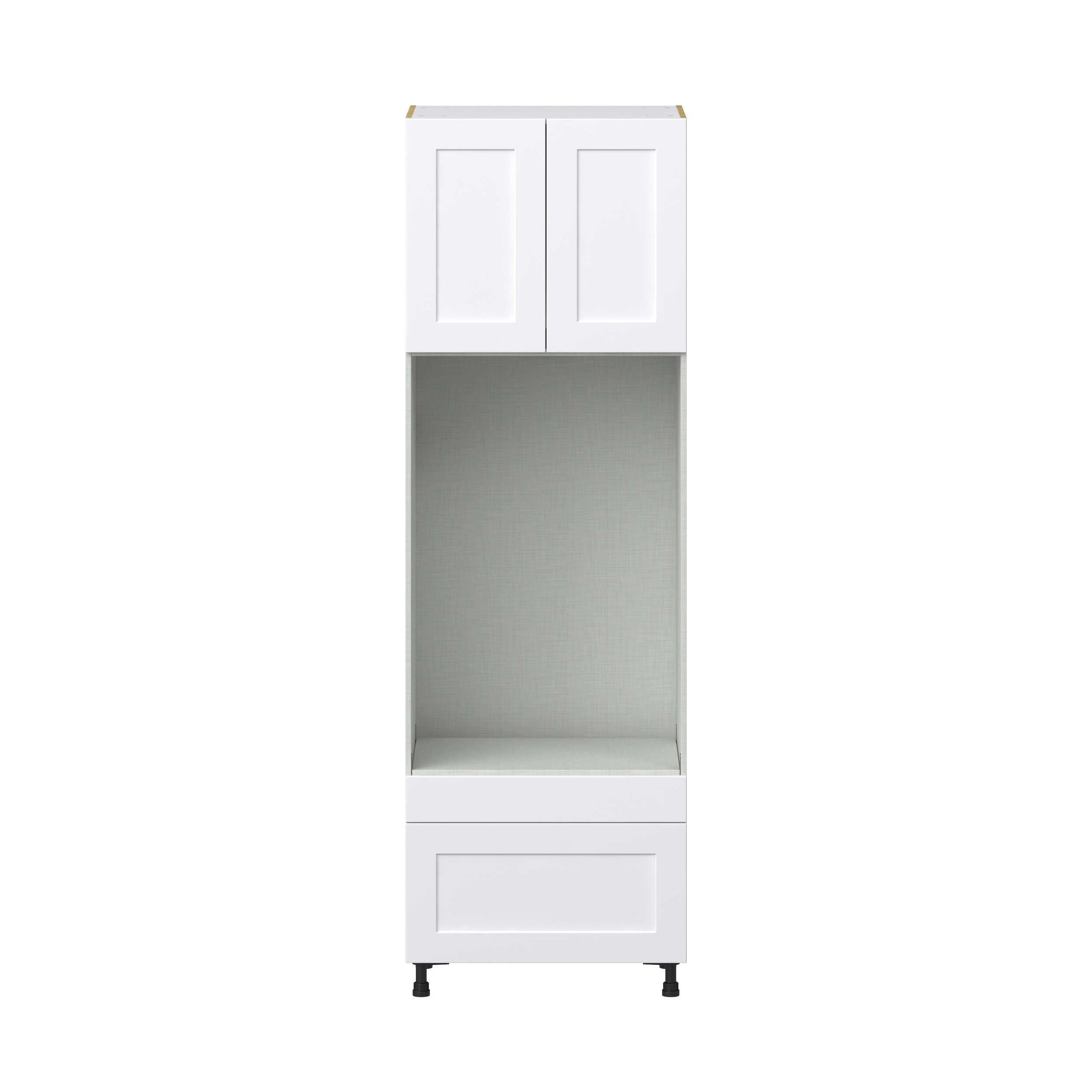 Jasmine Painted Warm White Shaker Assembled Pantry Microwave/Oven Cabinet with 2 Drawers (30 in. W X 94.5 in. H X 24 in. D)