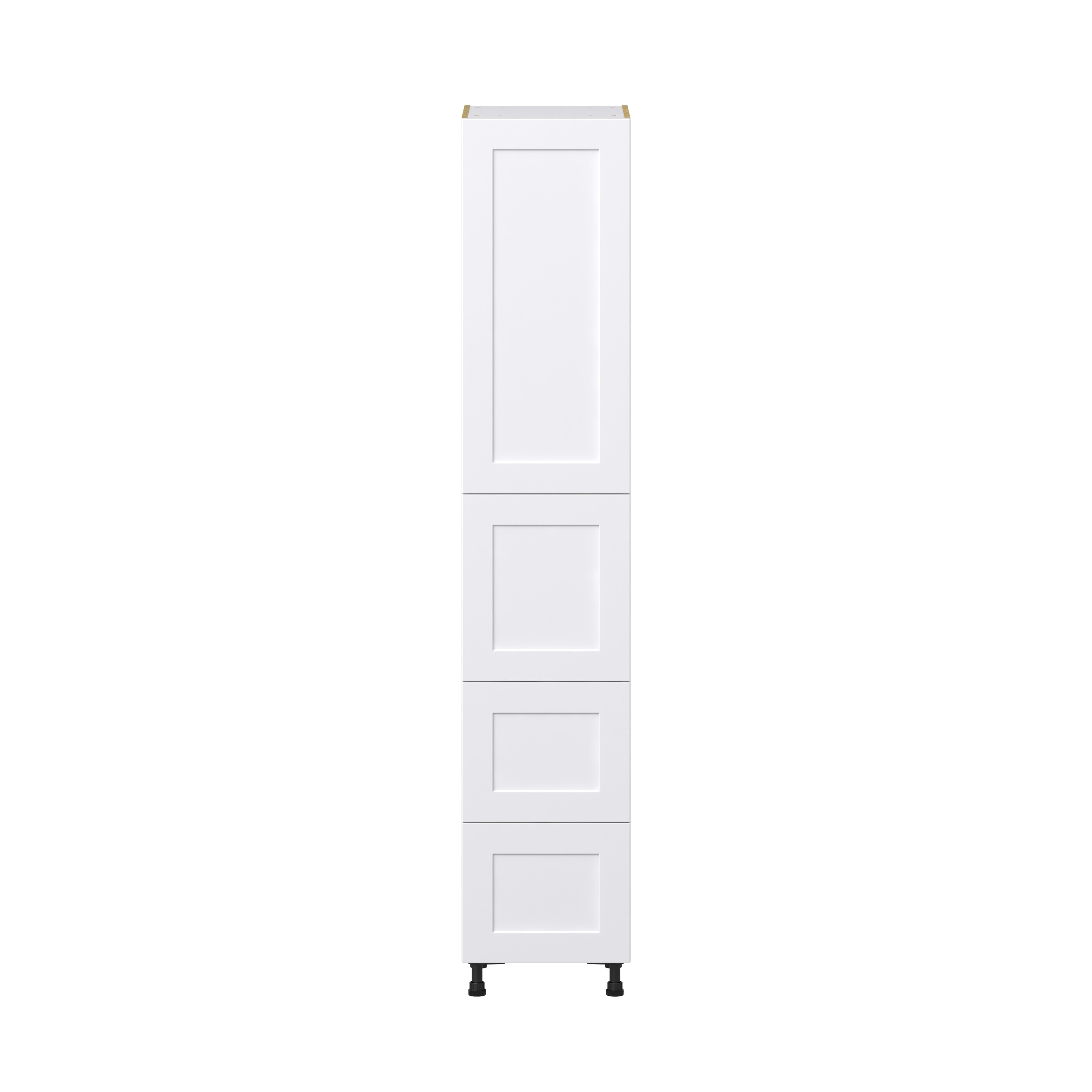 Jasmine Painted Warm White Shaker Assembled Pantry Cabinet 1 Doors with 2 Drawers and 2 Inner Drawers (18 in. W X 94.5 in. H X 24 in. D)