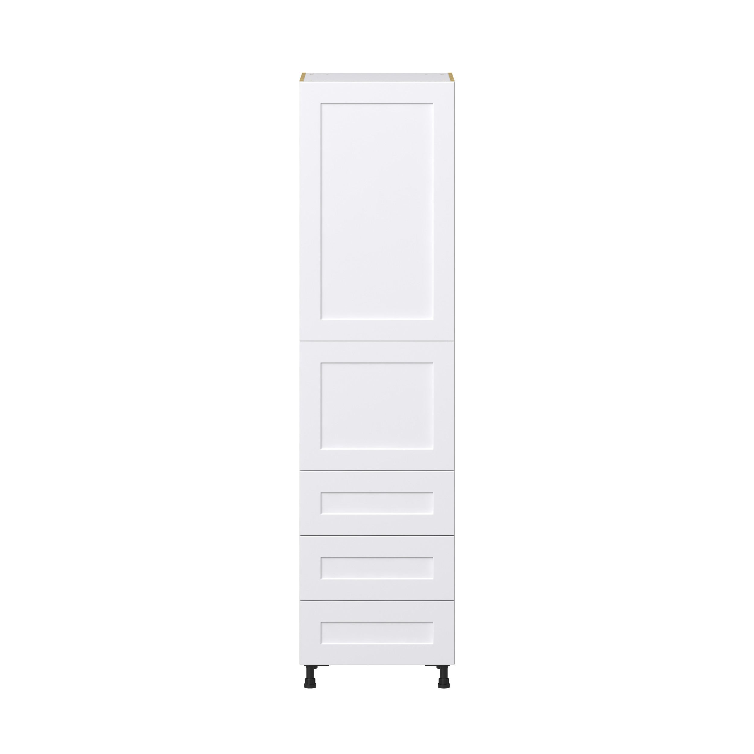 Jasmine Painted Warm White Shaker Assembled Pantry Cabinet 1 Doors with 3 Drawers and 2 Inner Drawers (24 in. W X 94.5 in. H X 24 in. D)