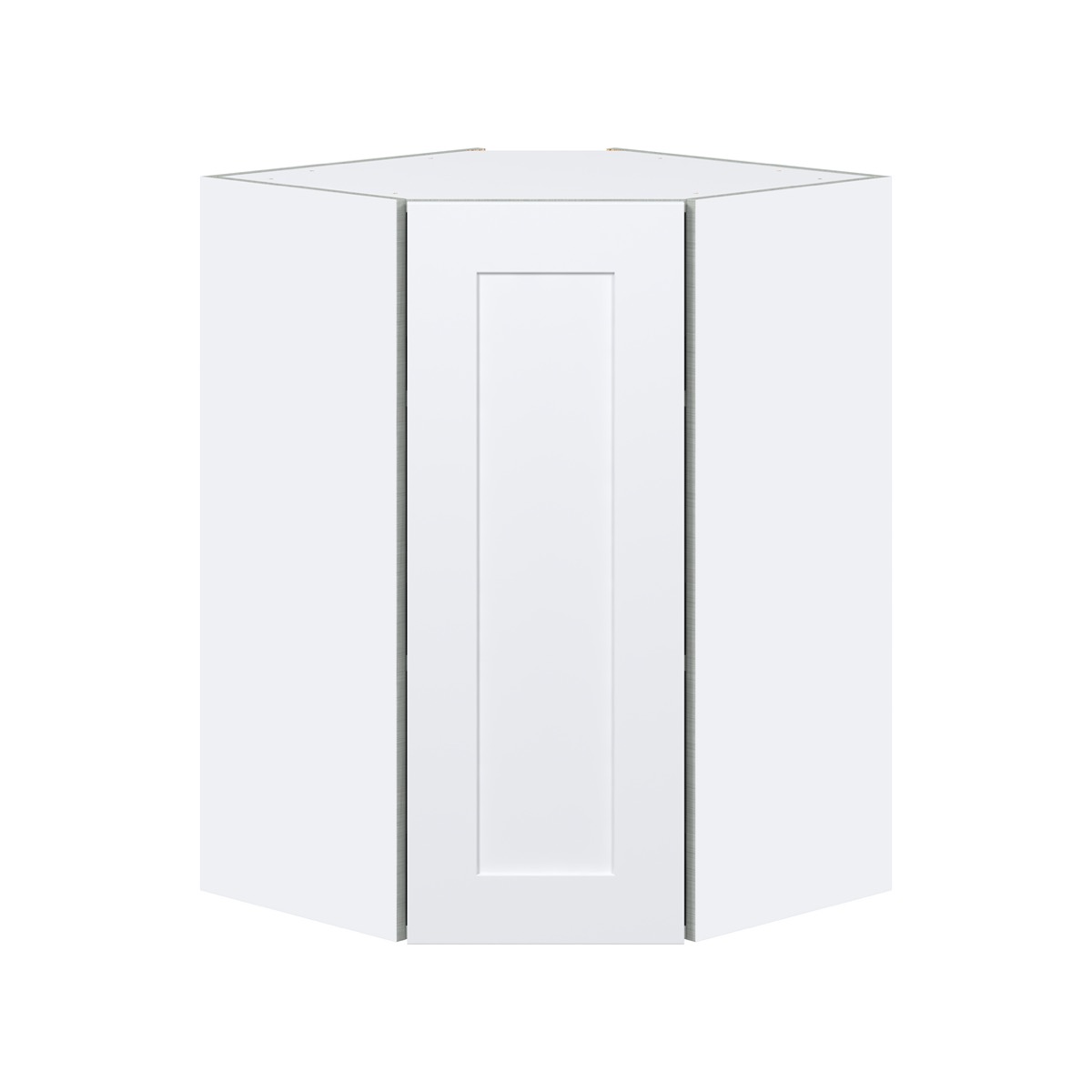 Jasmine Painted Warm White  Shaker Assembled Wall Diagonal Corner Cabinet with a Door (24 in. W x 35 in. H x 24 in. D)