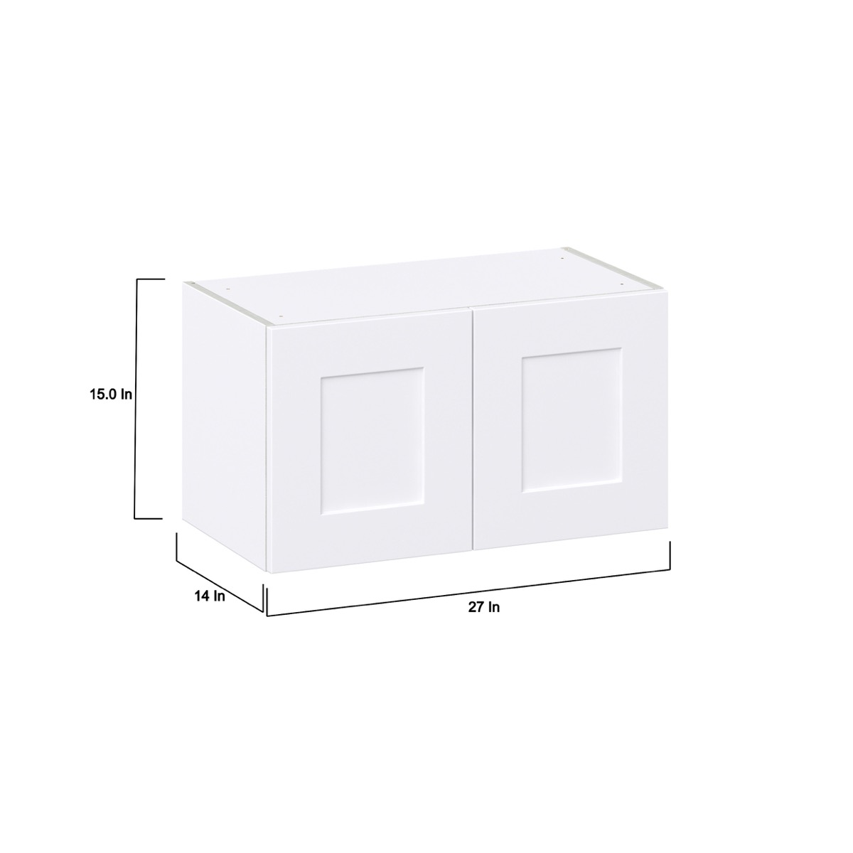 Jasmine Painted Warm White  Shaker Assembled Wall Bridge  Cabinet (30 in. W X 15 in. H X 14 in. D)