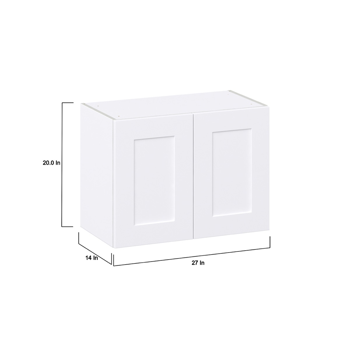 Jasmine Painted Warm White  Shaker Assembled Wall Bridge  Cabinet (27 in. W X 20 in. H X 14 in. D)