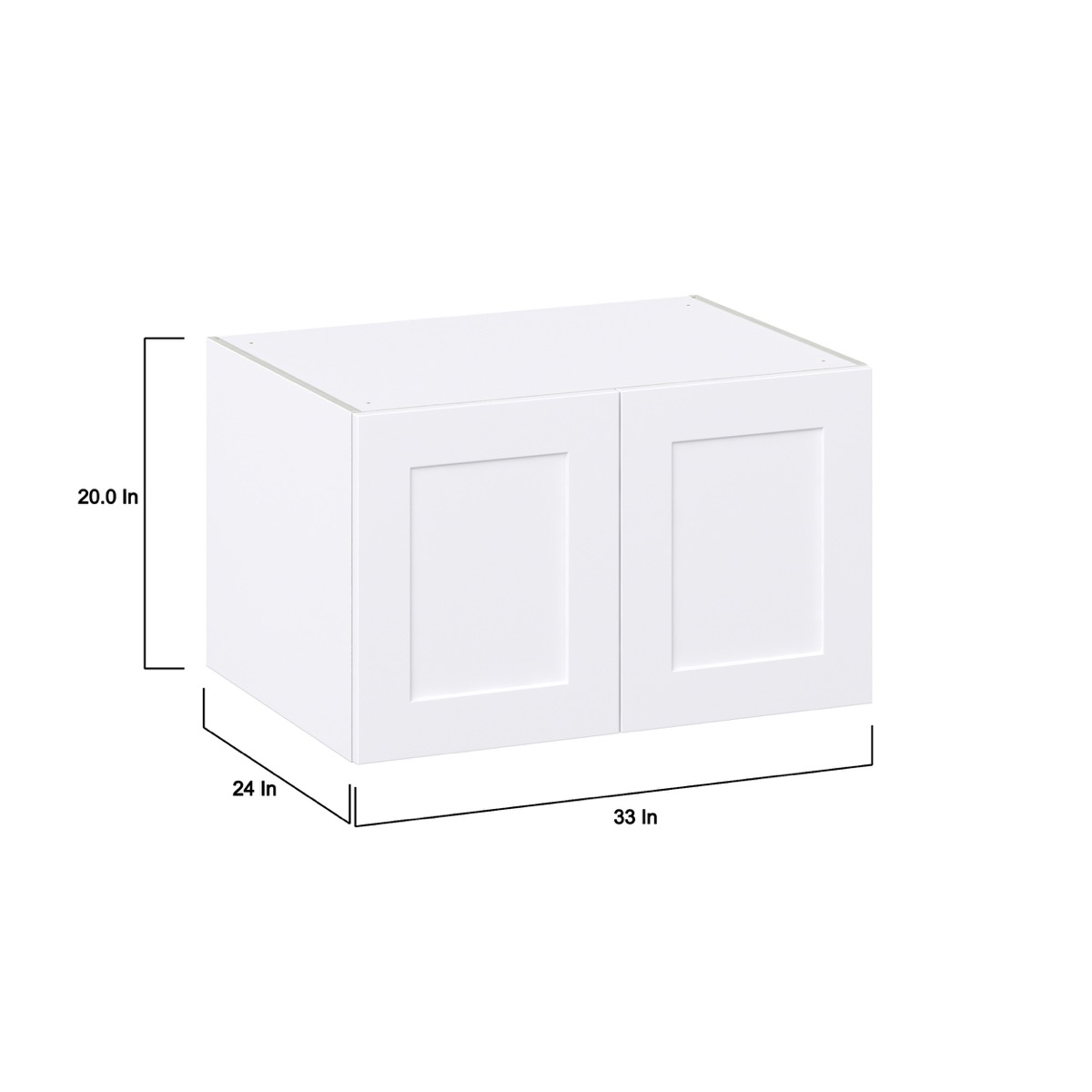 Jasmine Painted Warm White  Shaker Assembled Deep Wall Bridge  Cabinet (33 in. W X 15 in. H X 24 in. D)