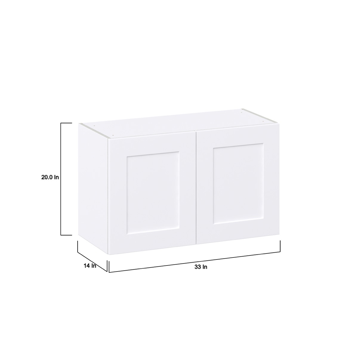 Jasmine Painted Warm White  Shaker Assembled Wall Bridge  Cabinet (33 in. W X 20 in. H X 14 in. D)