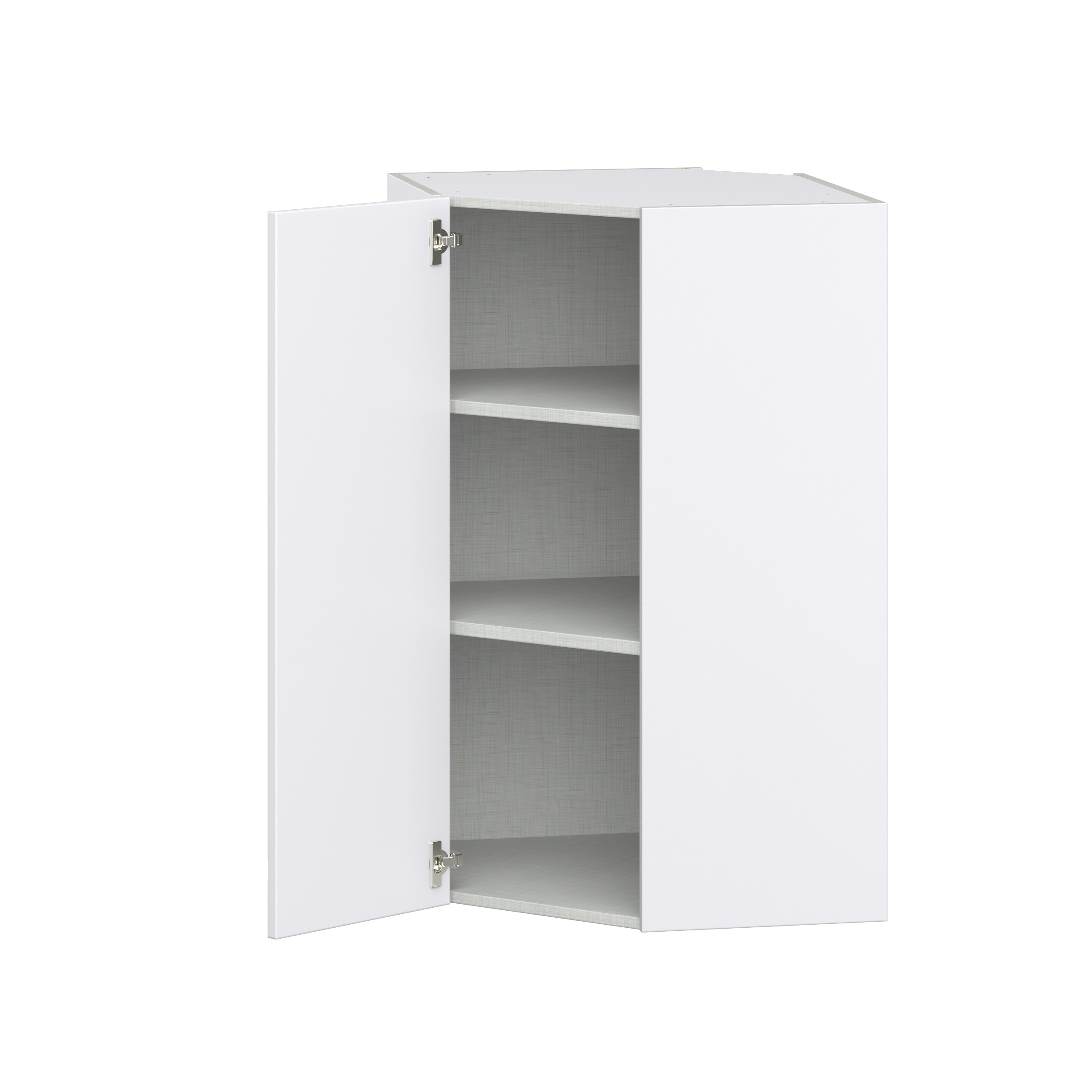 Jasmine Painted Warm White Shaker Assembled Wall Diagonal Corner Cabinet with a Door (24 in. W x 40 in. H x 24 in. D)