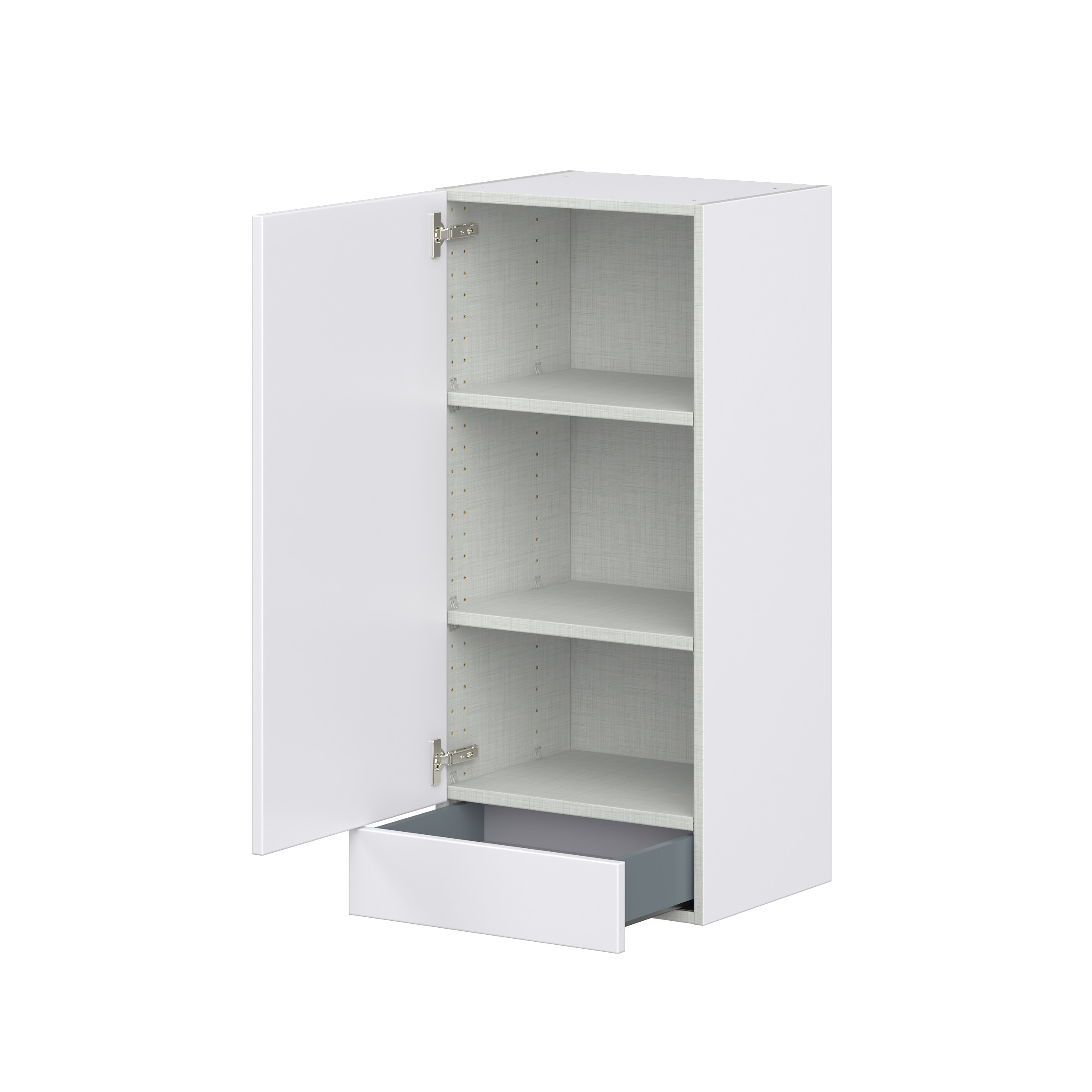 Jasmine Painted Warm White Shaker Assembled Wall Cabinet with a Door and a 5 in. Drawer (18 in. W x 40 in. H x 14 in. D)