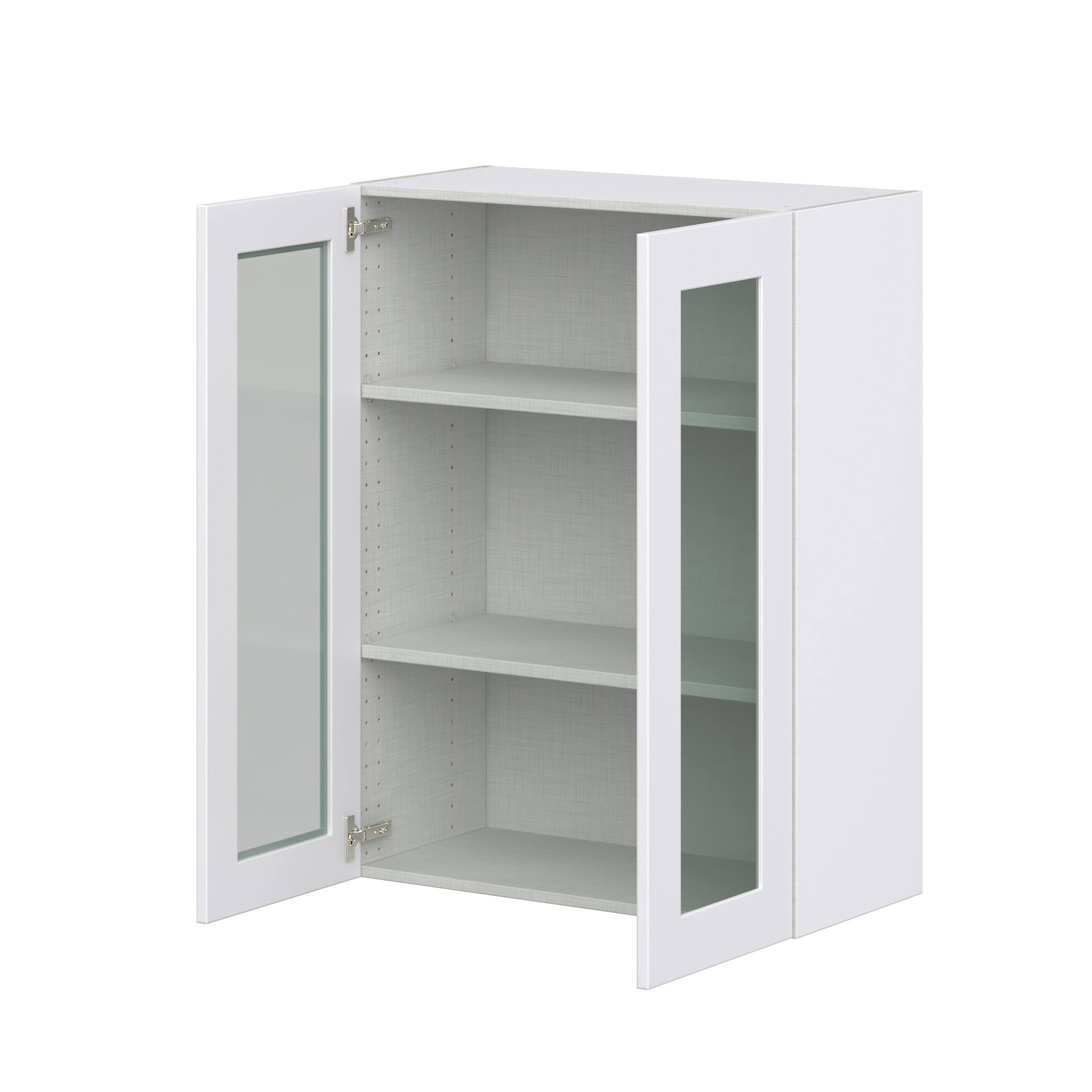 Jasmine Painted Warm White Shaker Assembled Wall Cabinet with 2 Glass Door (30 in. W x 40 in. H x 14 in. D)